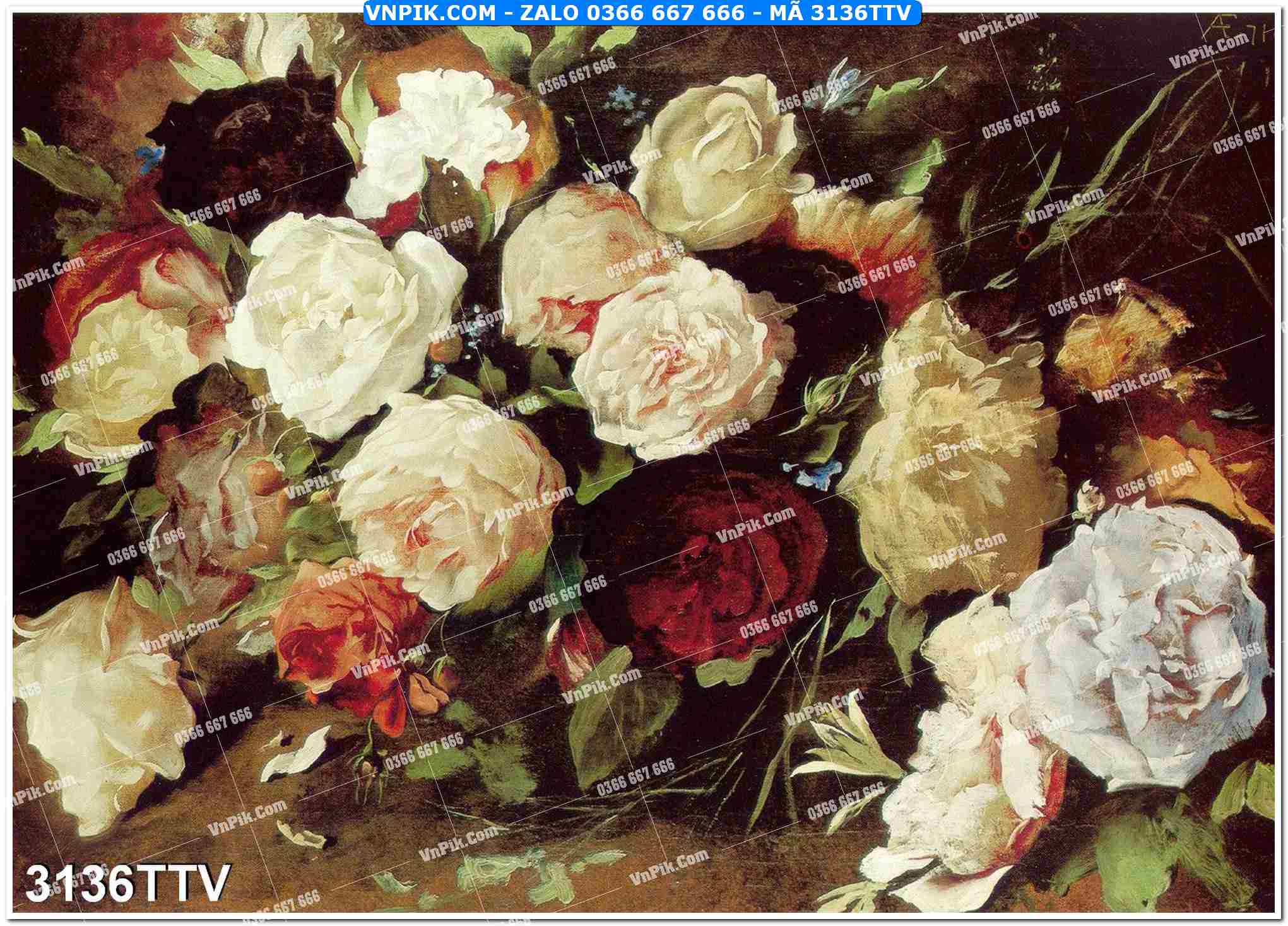 Tranh sơn dầu tĩnh vật hoa quả mã file 3136TTV