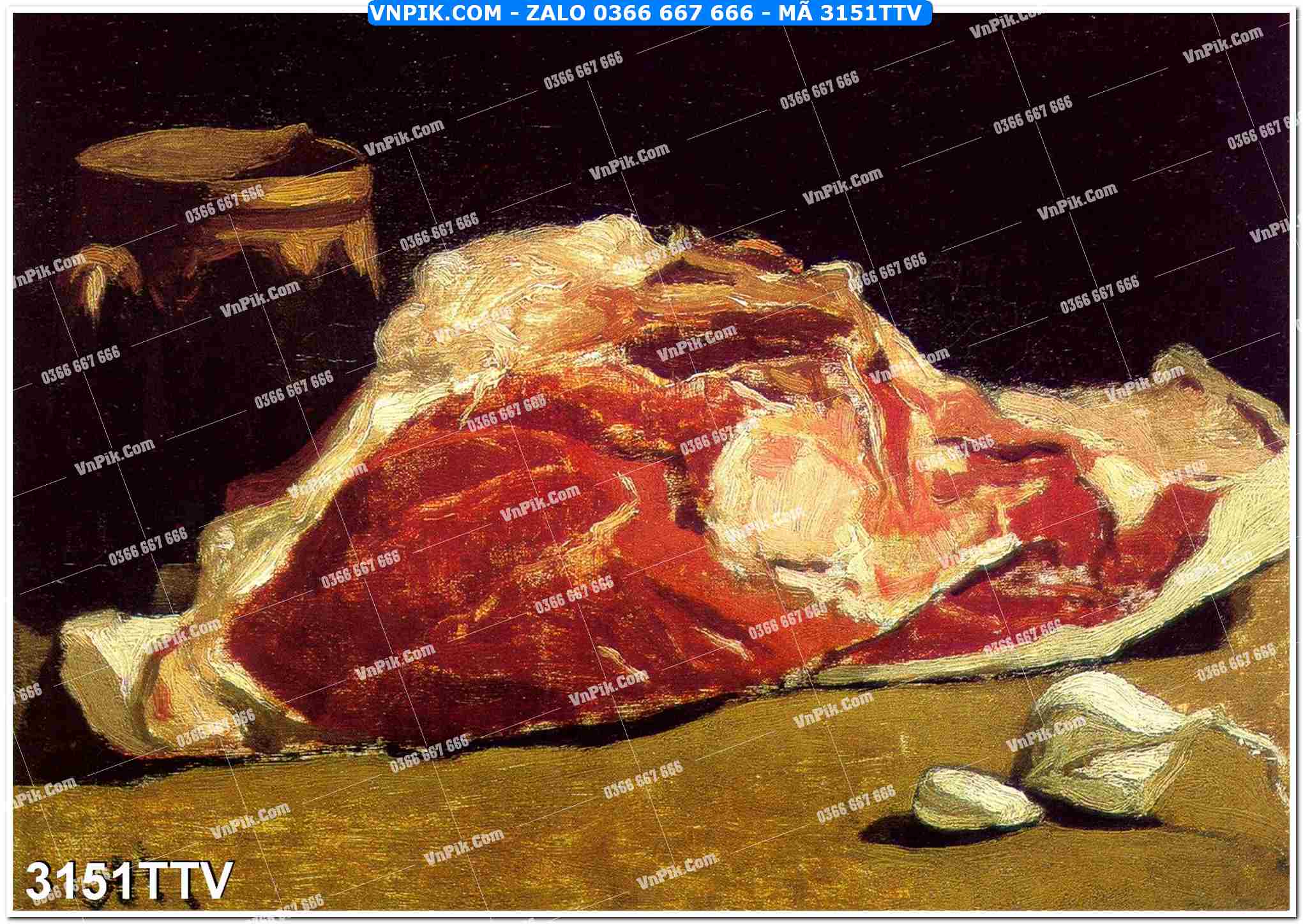 Tranh sơn dầu tĩnh vật hoa quả mã file 3151TTV