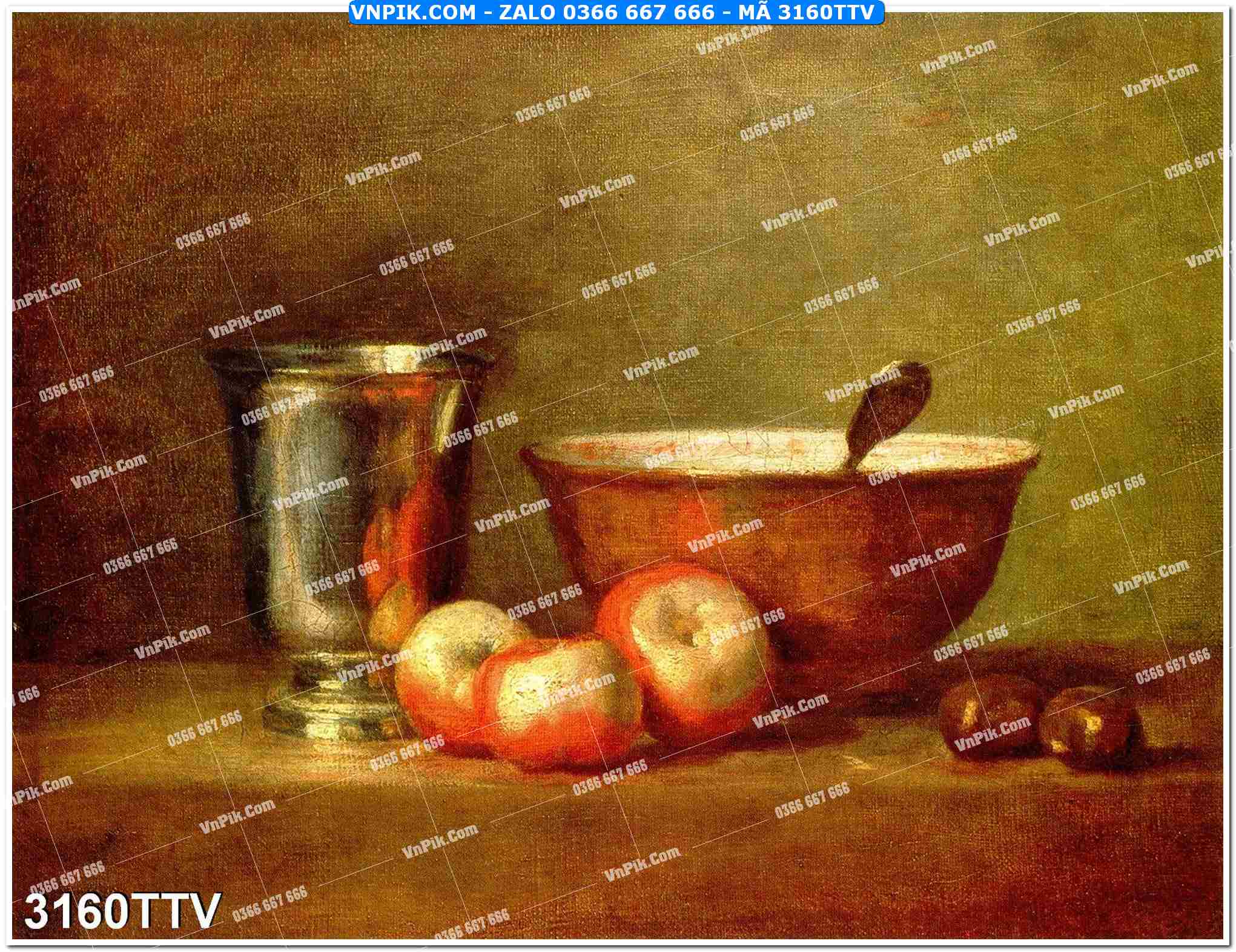 Tranh sơn dầu tĩnh vật hoa quả mã file 3160TTV