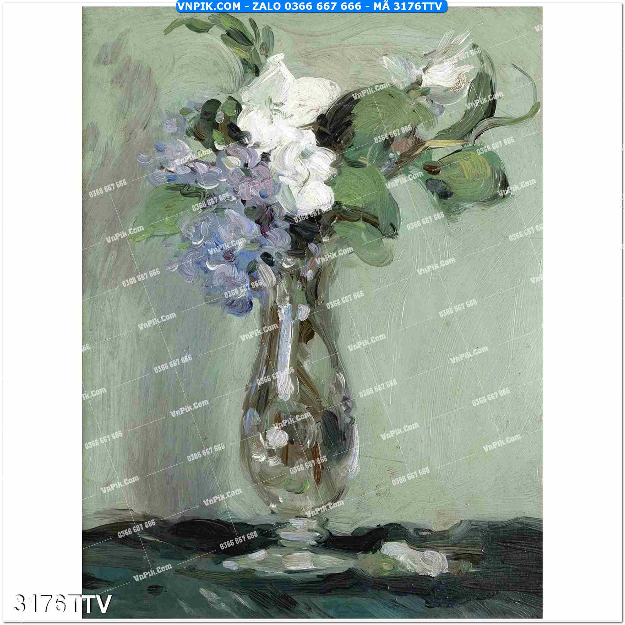 Tranh sơn dầu tĩnh vật hoa quả mã file 3176TTV