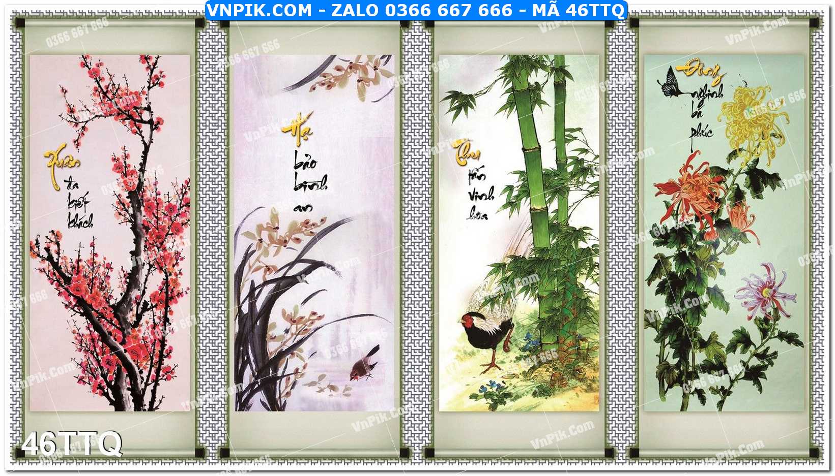 Tranh treo tường – tranh tứ quý file psd mã 46TTQ