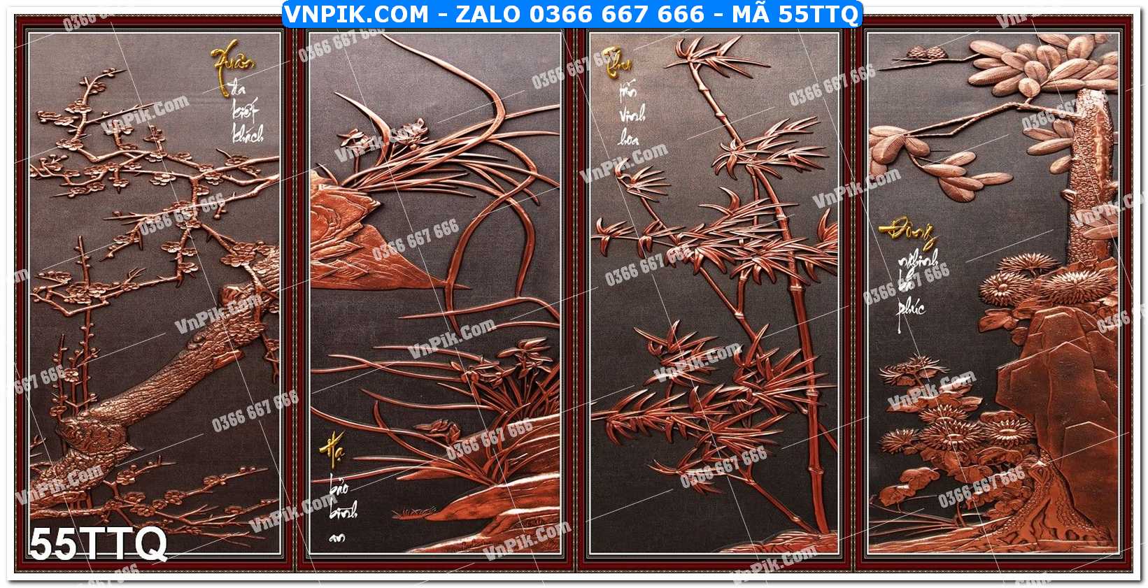 Tranh treo tường – tranh tứ quý file psd mã 55TTQ