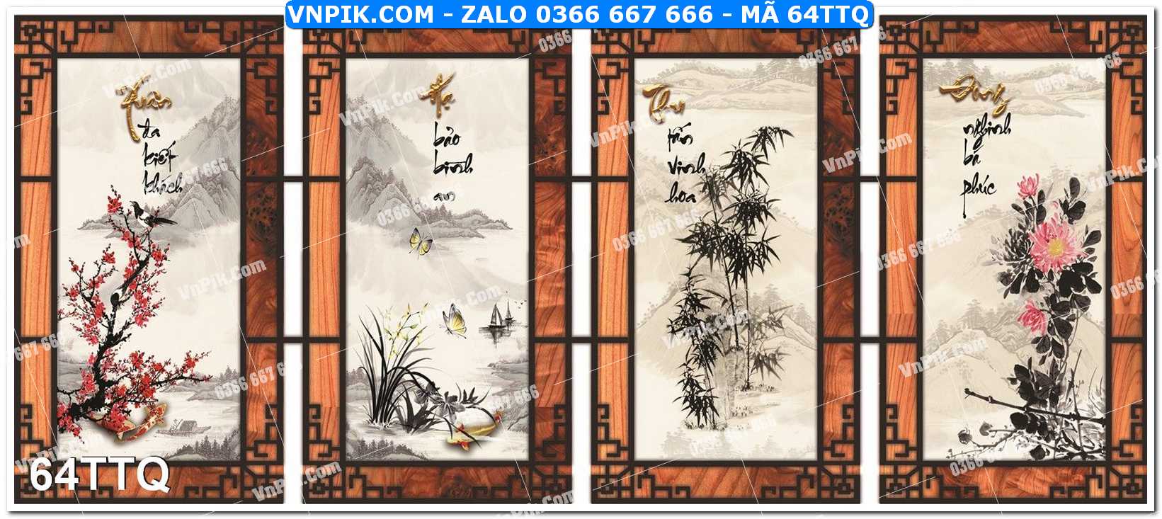 Tranh treo tường – tranh tứ quý file psd mã 64TTQ
