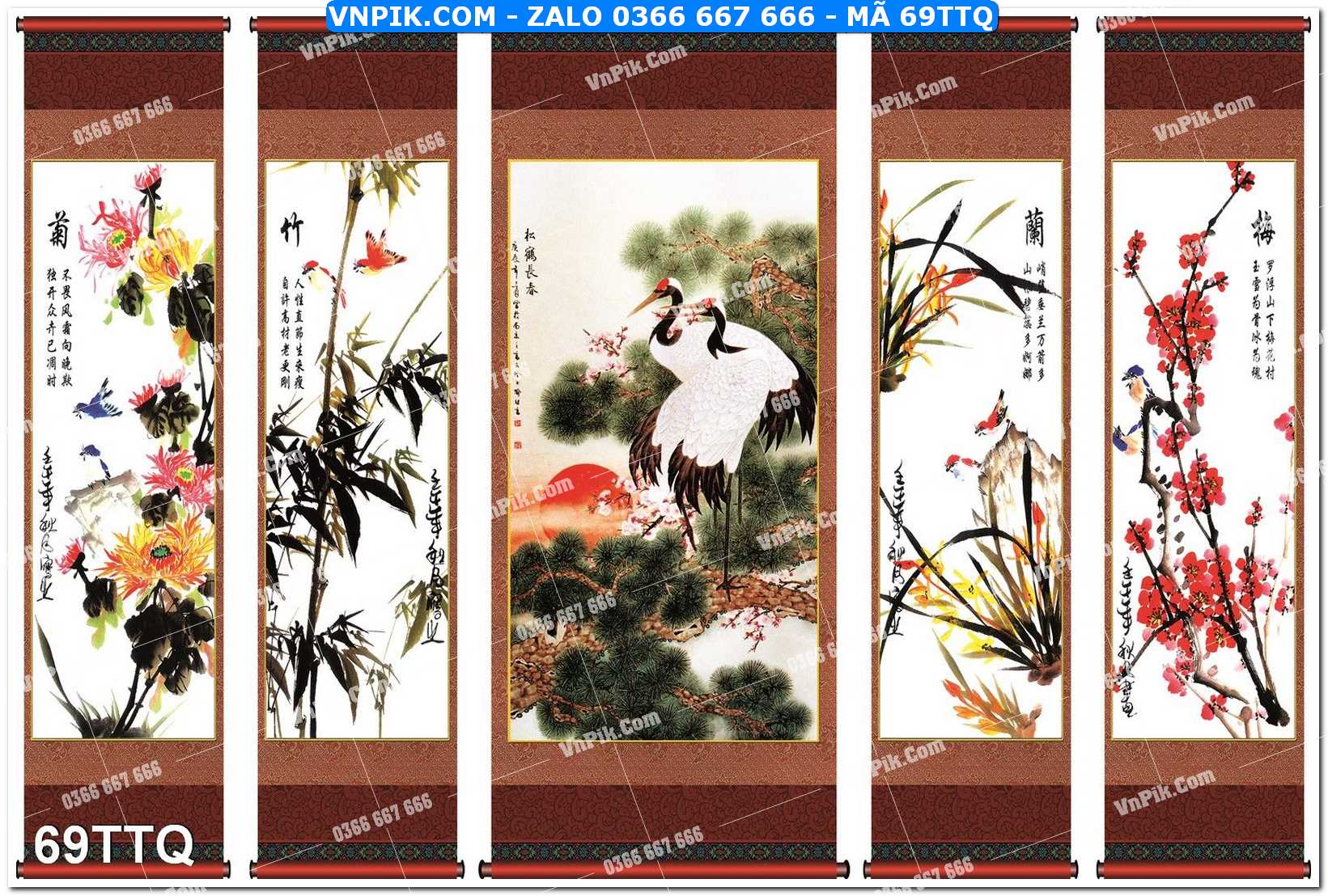 Tranh treo tường – tranh tứ quý file psd mã 69TTQ