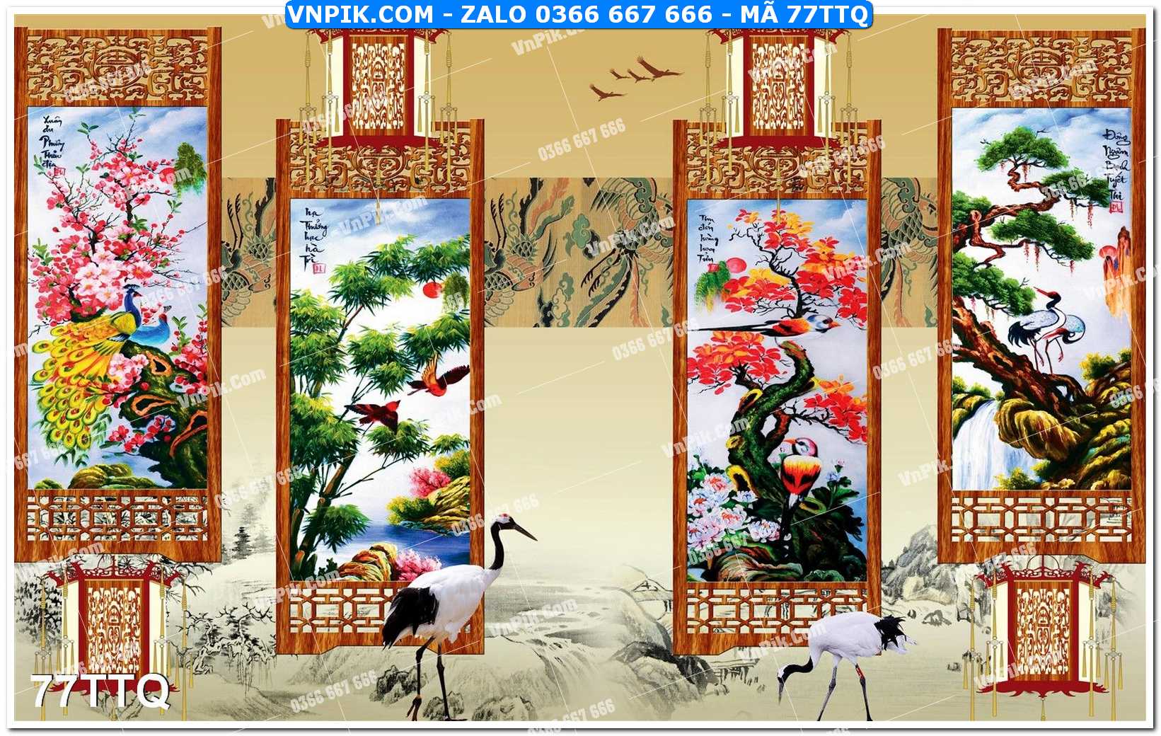 Tranh treo tường – tranh tứ quý file psd mã 77TTQ