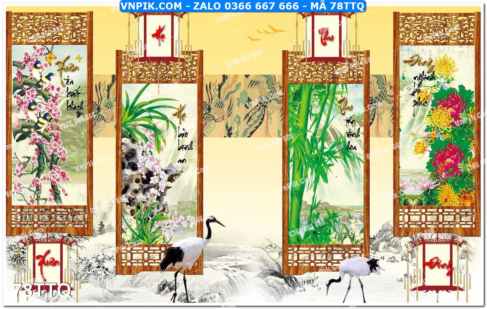 Tranh treo tường – tranh tứ quý file psd mã 78TTQ