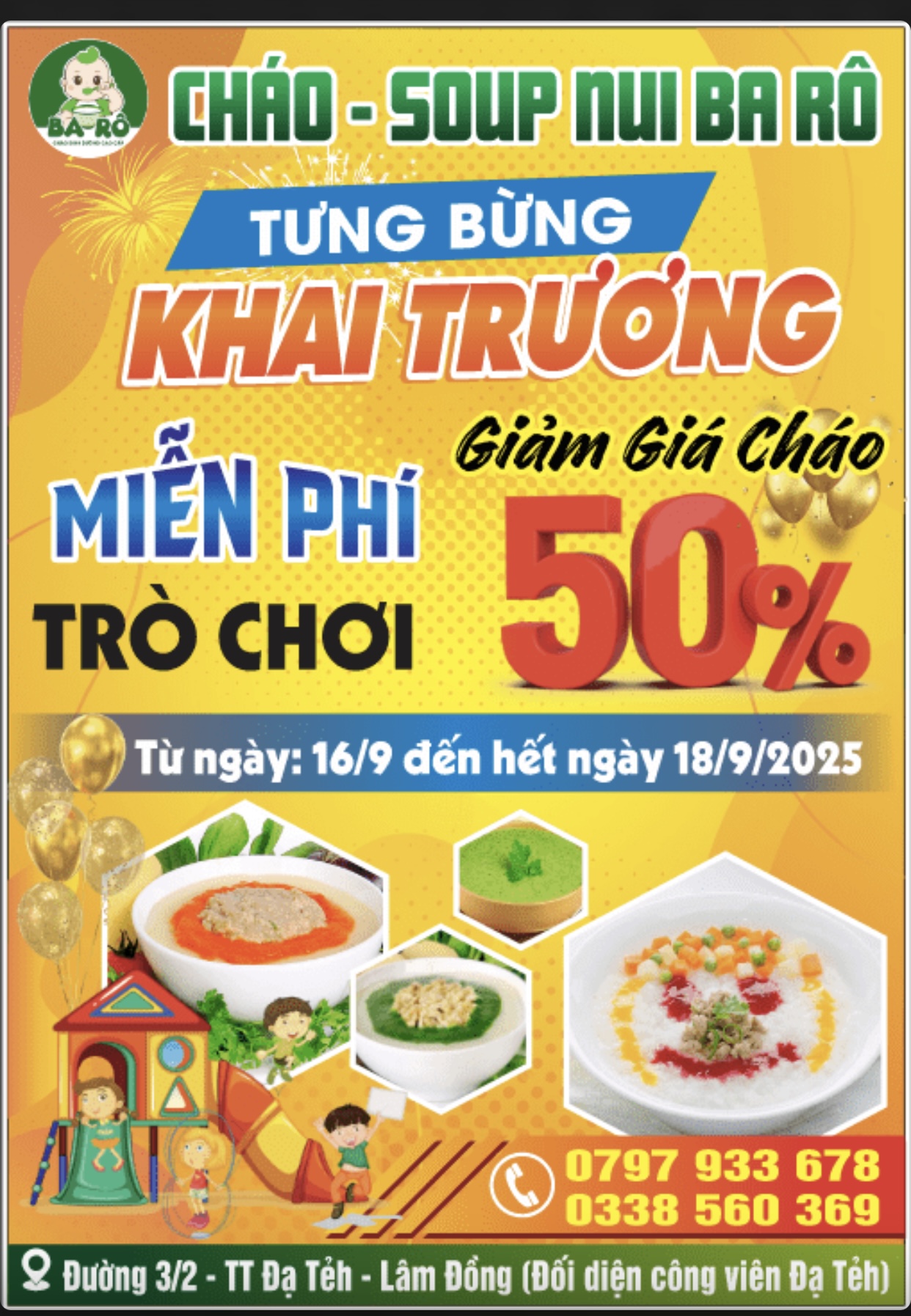 Tờ rơi tưng bừng khai trương quán cháo soup