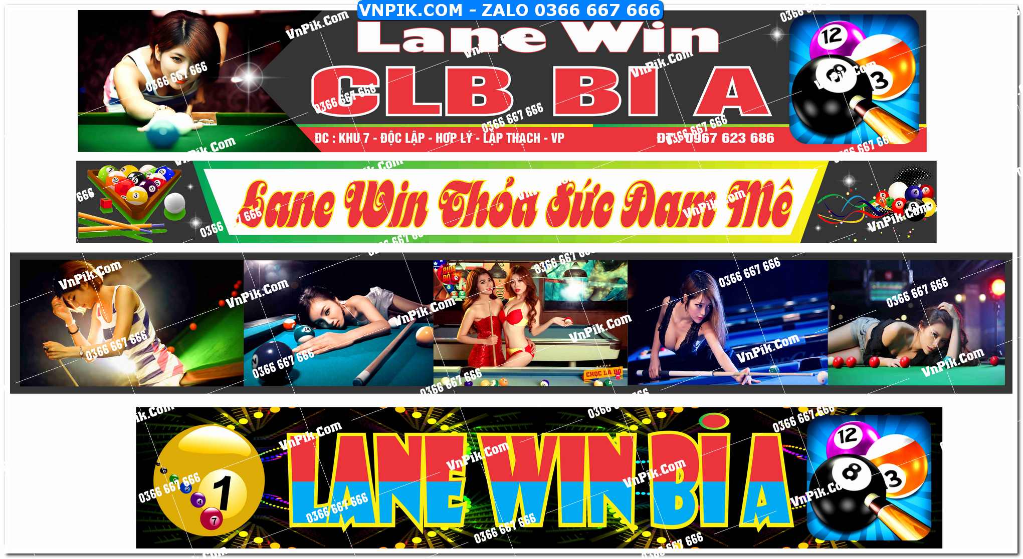 Mẫu biển club bida lane win