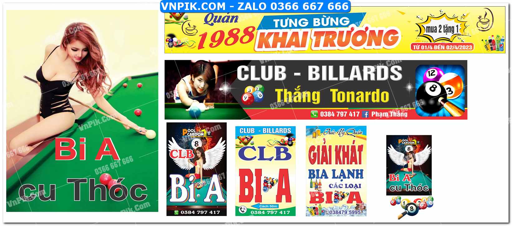 Mẫu biển club bida thắng tonardo