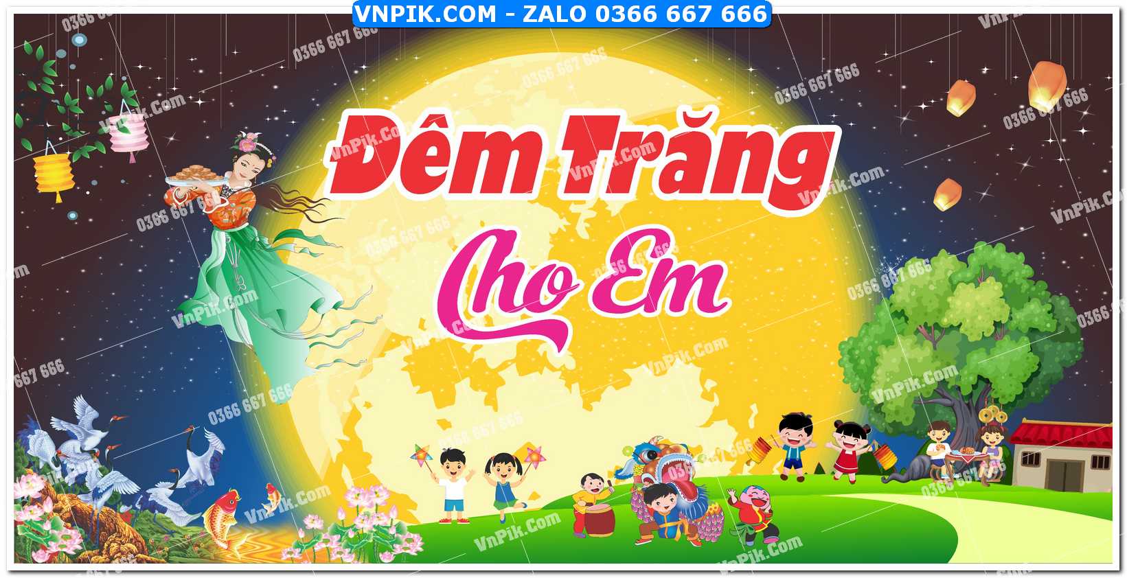Phông nền trung thu – Vui hội trăng rằm (300)