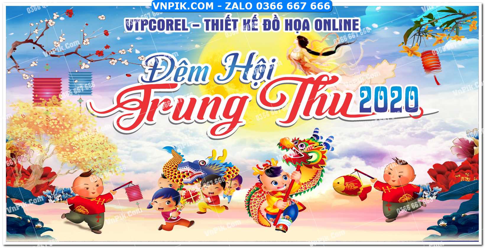 Phông nền trung thu – Vui hội trăng rằm (301)