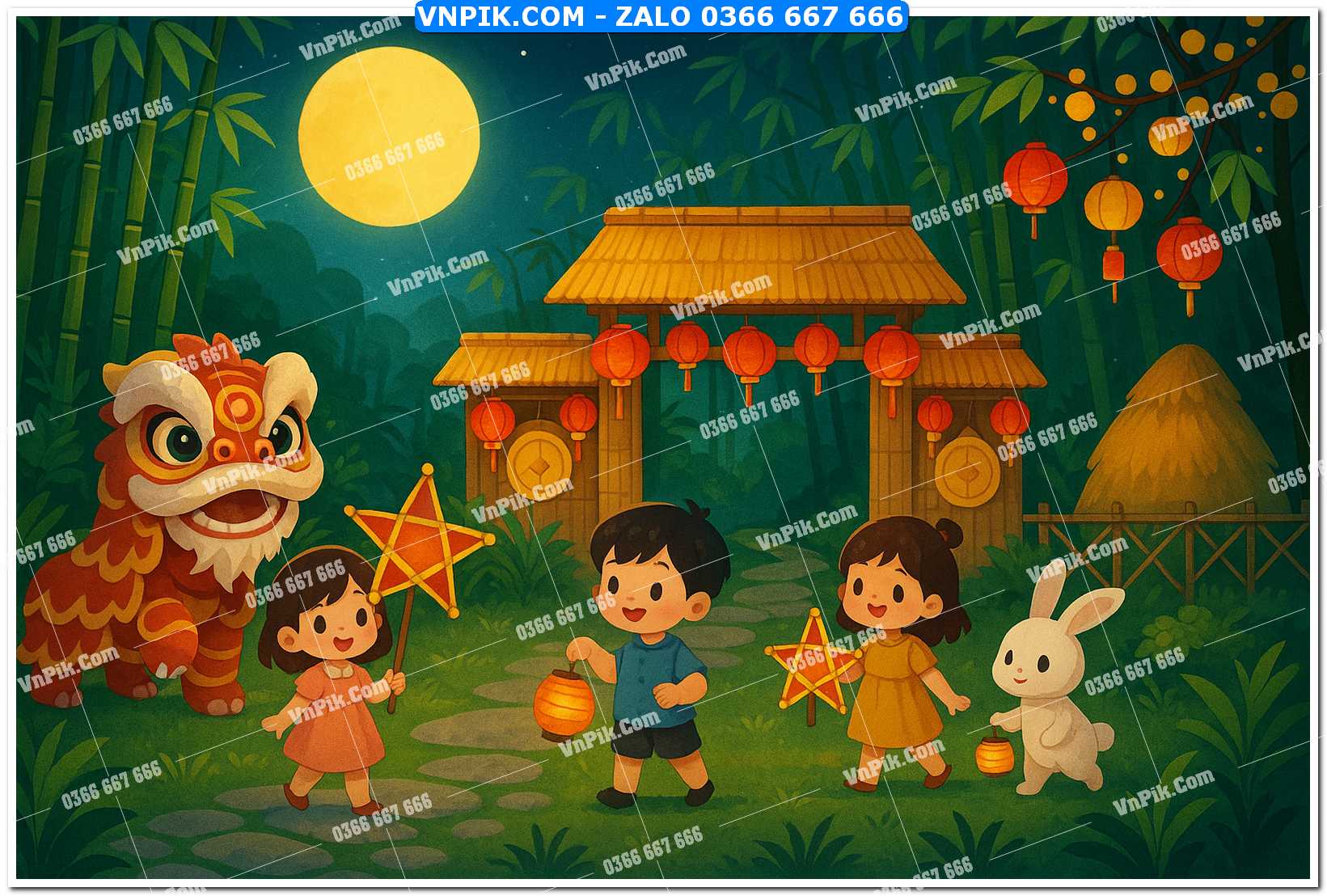 Tiểu cảnh tết trung thu file PNG không tách lớp (1)