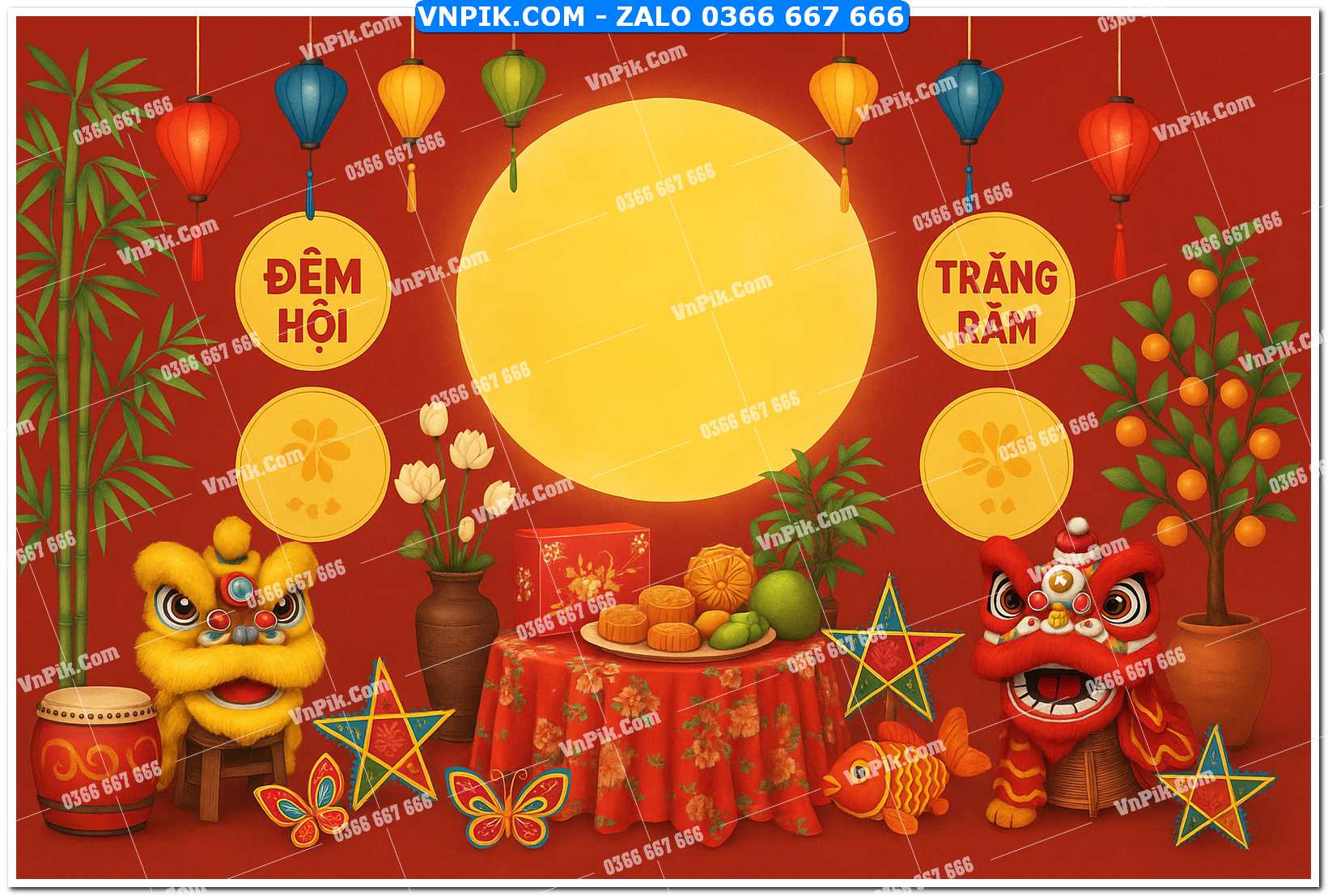 Tiểu cảnh tết trung thu file PNG không tách lớp (11)