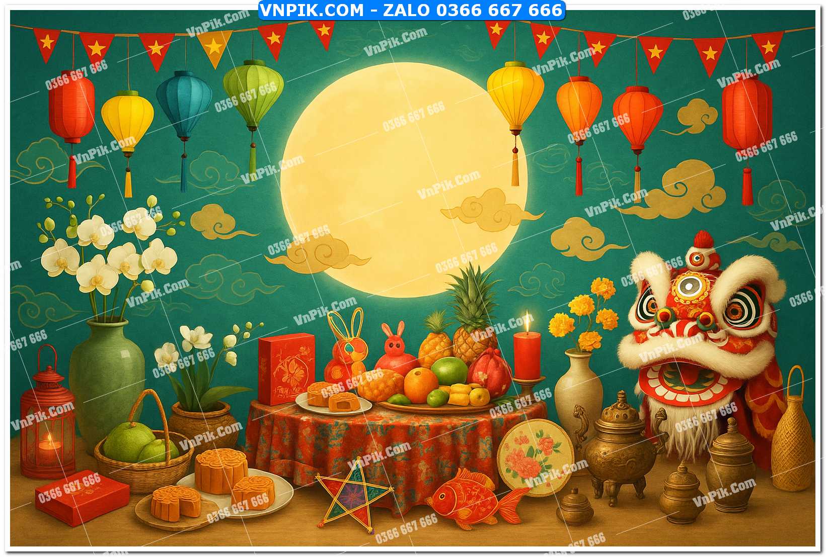 Tiểu cảnh tết trung thu file PNG không tách lớp (13)