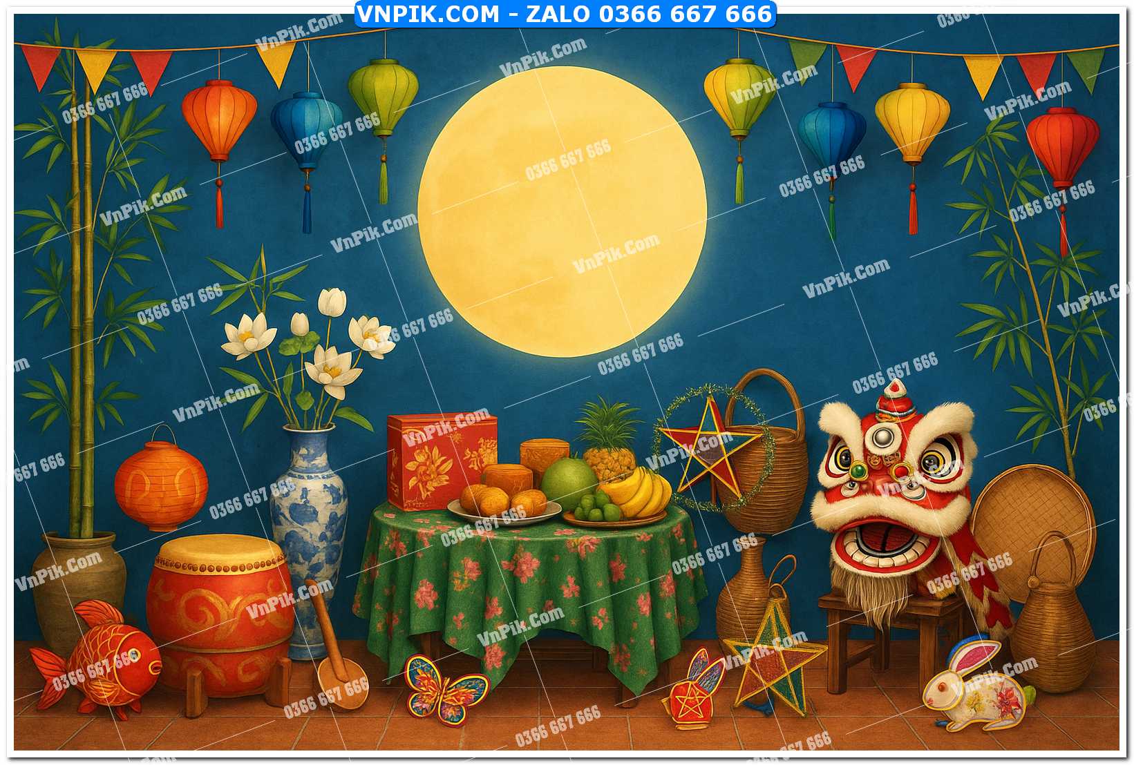 Tiểu cảnh tết trung thu file PNG không tách lớp (15)