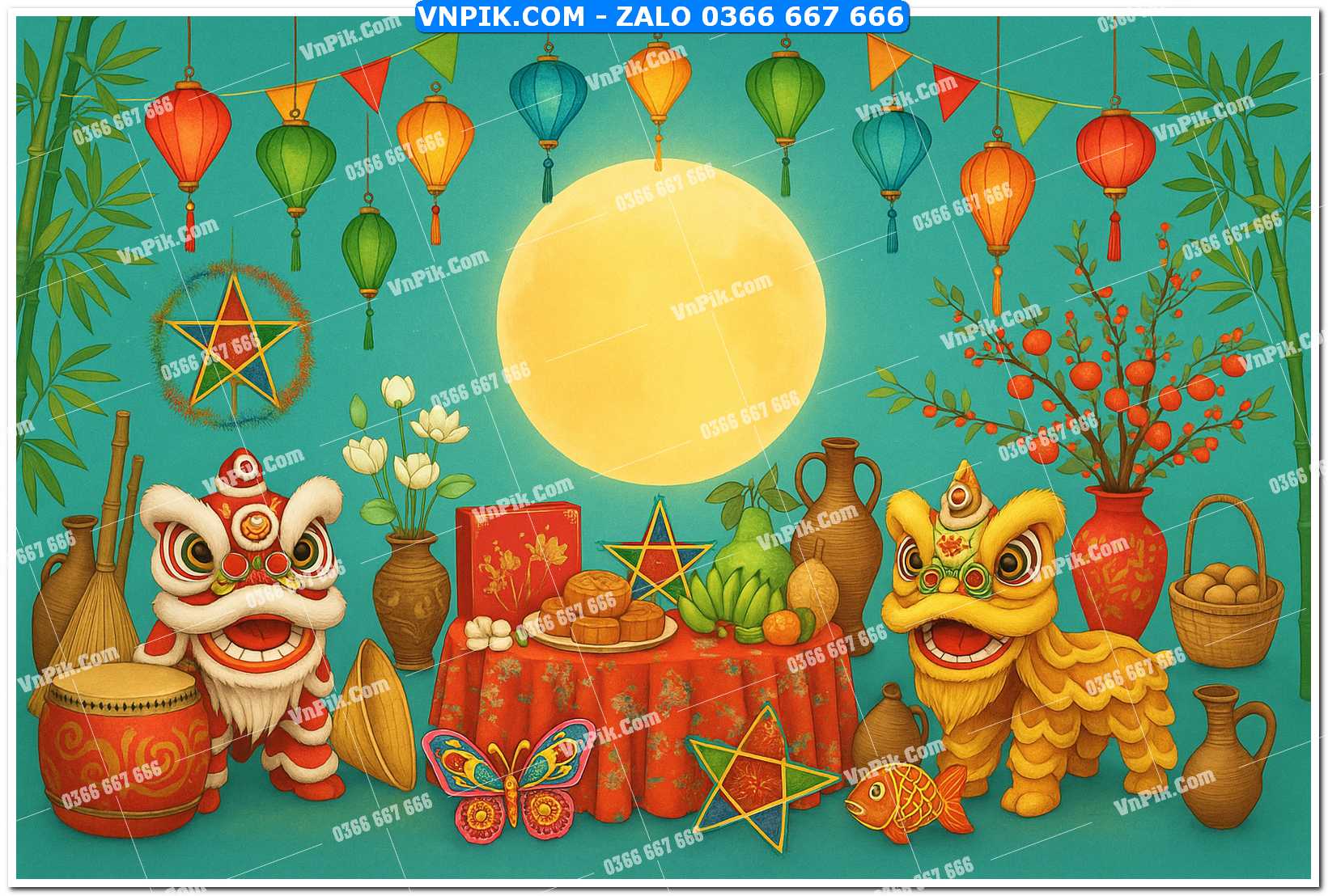 Tiểu cảnh tết trung thu file PNG không tách lớp (17)