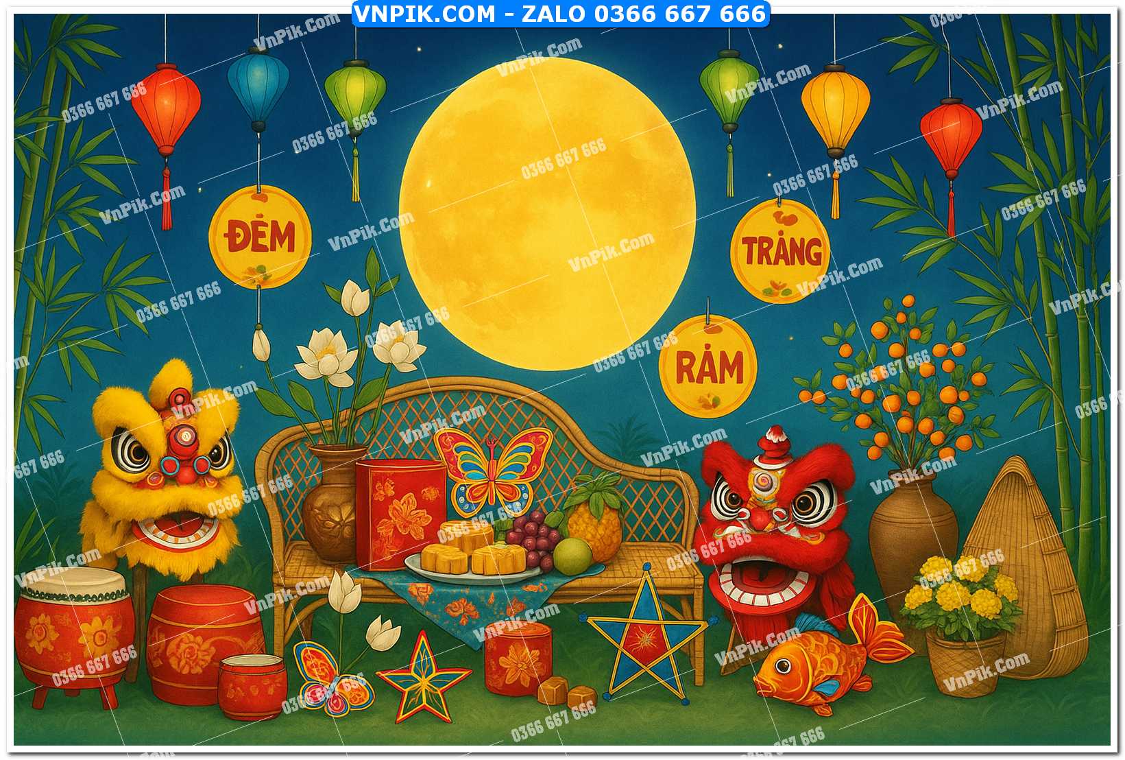 Tiểu cảnh tết trung thu file PNG không tách lớp (18)