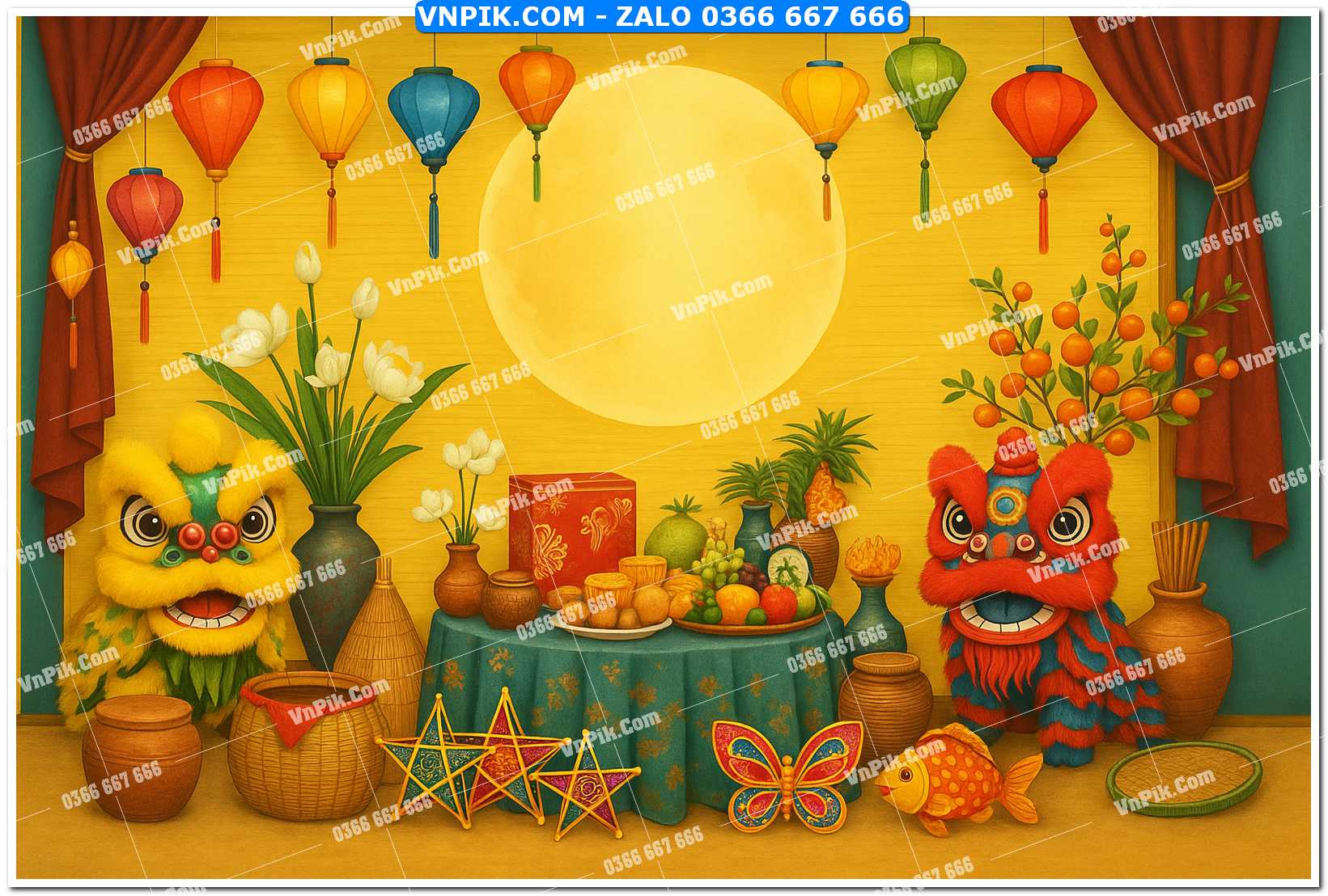 Tiểu cảnh tết trung thu file PNG không tách lớp (19)