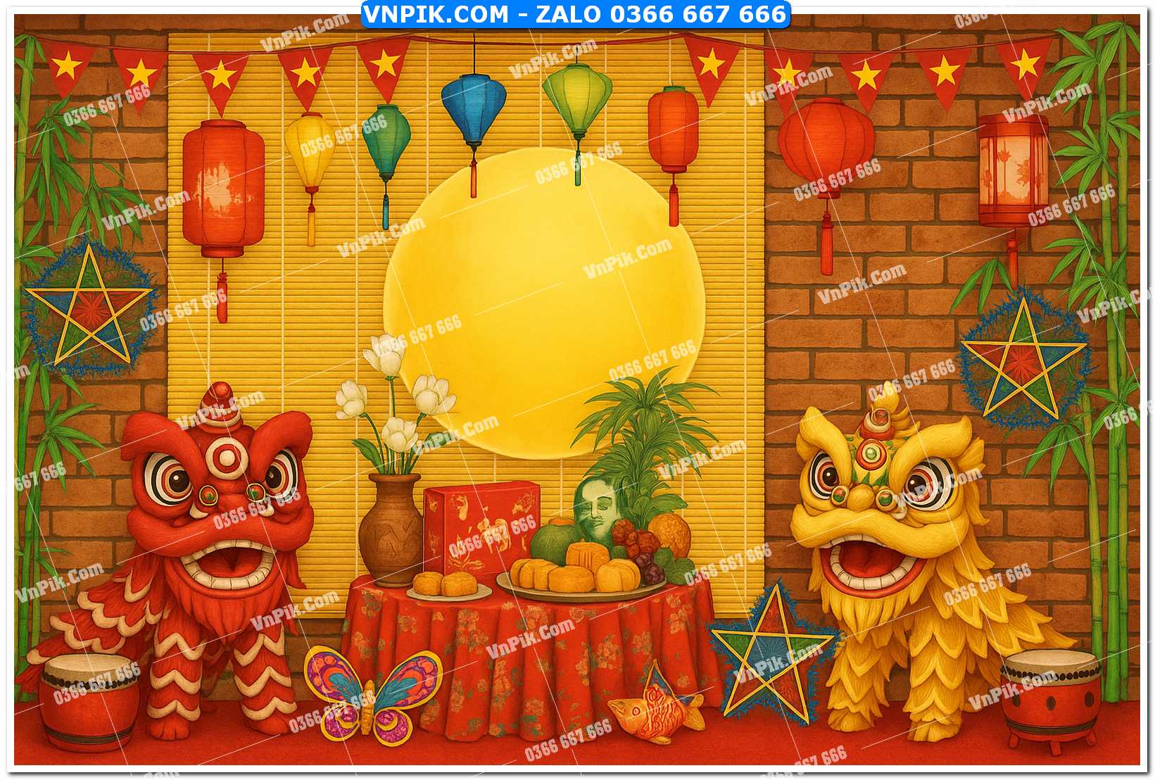 Tiểu cảnh tết trung thu file PNG không tách lớp (2)