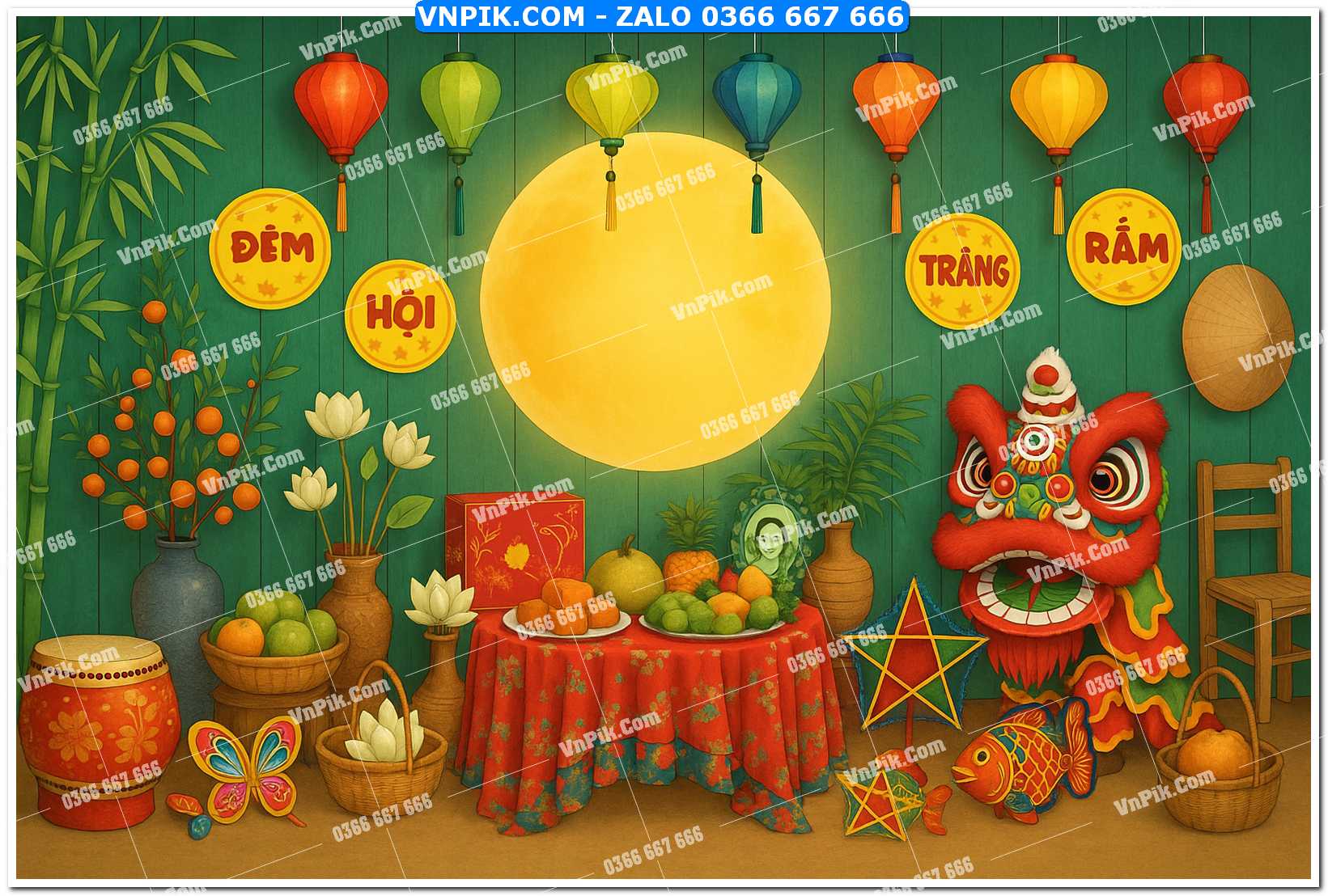 Tiểu cảnh tết trung thu file PNG không tách lớp (20)