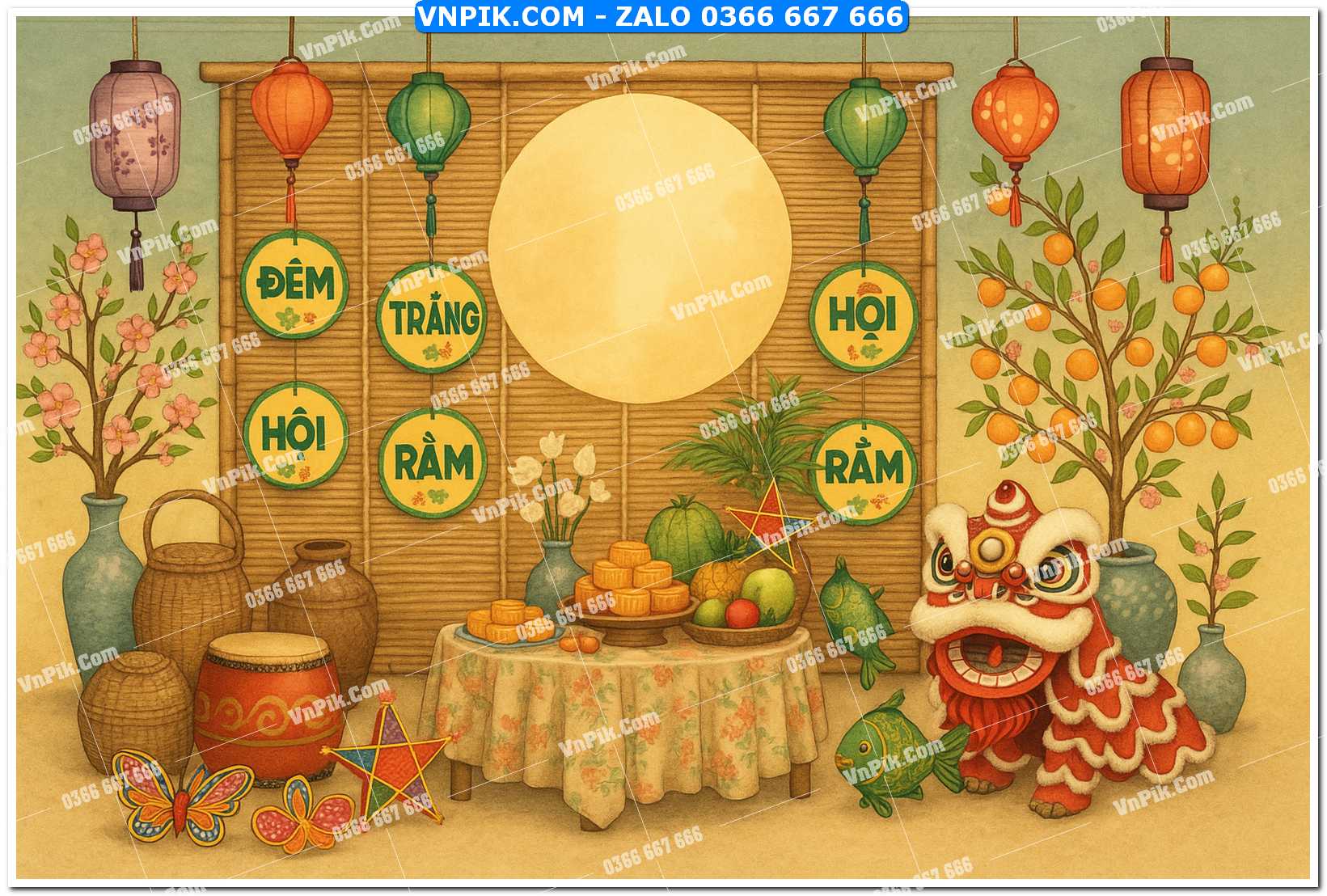 Tiểu cảnh tết trung thu file PNG không tách lớp (21)