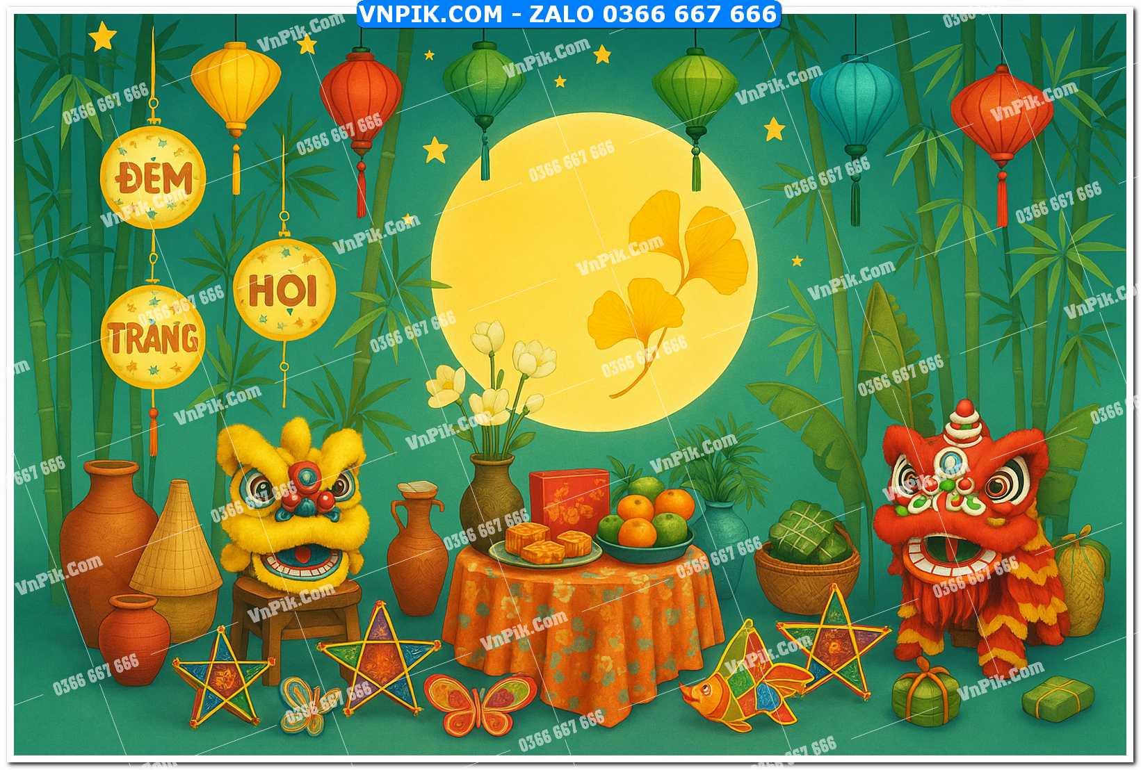 Tiểu cảnh tết trung thu file PNG không tách lớp (24)