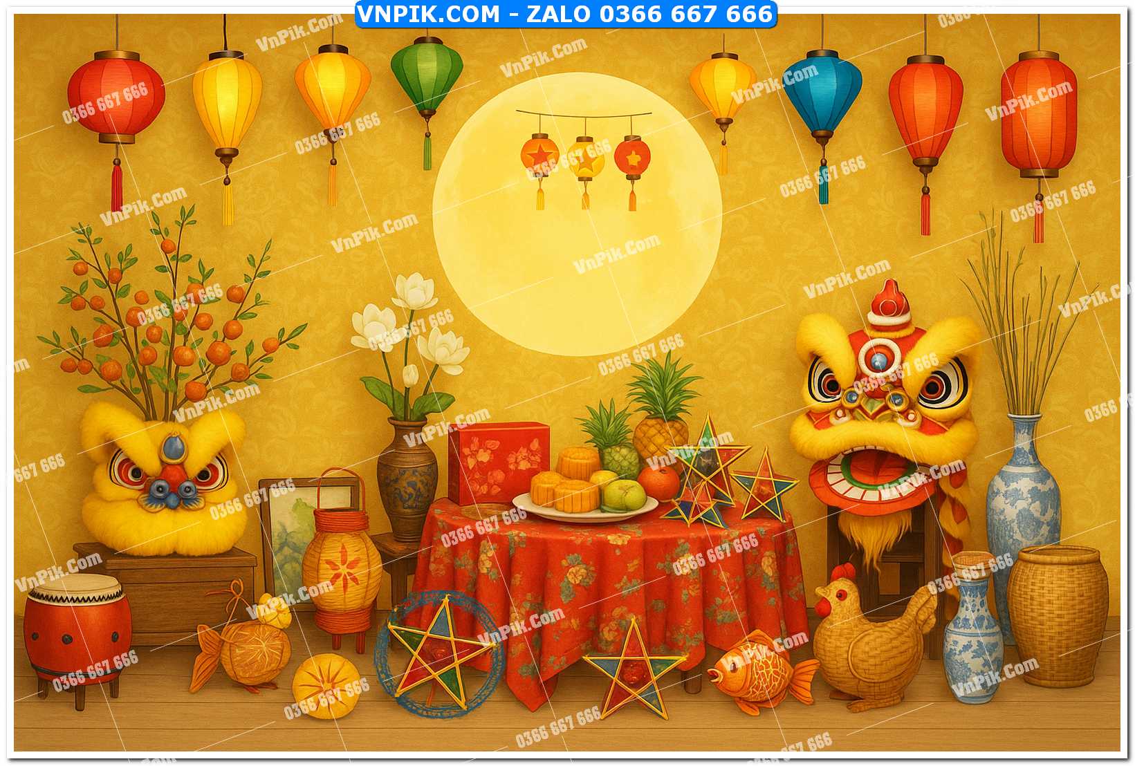Tiểu cảnh tết trung thu file PNG không tách lớp (25)