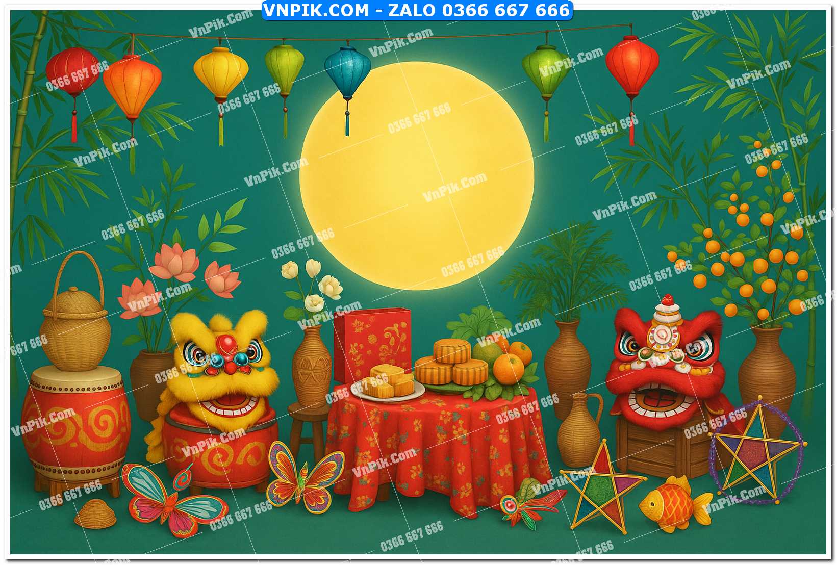 Tiểu cảnh tết trung thu file PNG không tách lớp (27)