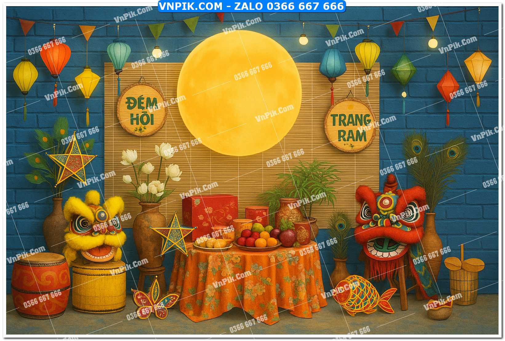 Tiểu cảnh tết trung thu file PNG không tách lớp (29)