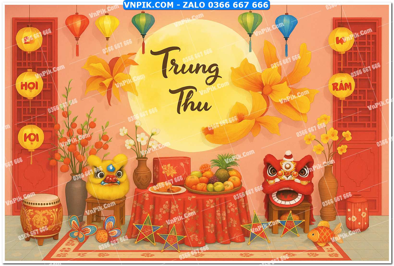 Tiểu cảnh tết trung thu file PNG không tách lớp (3)