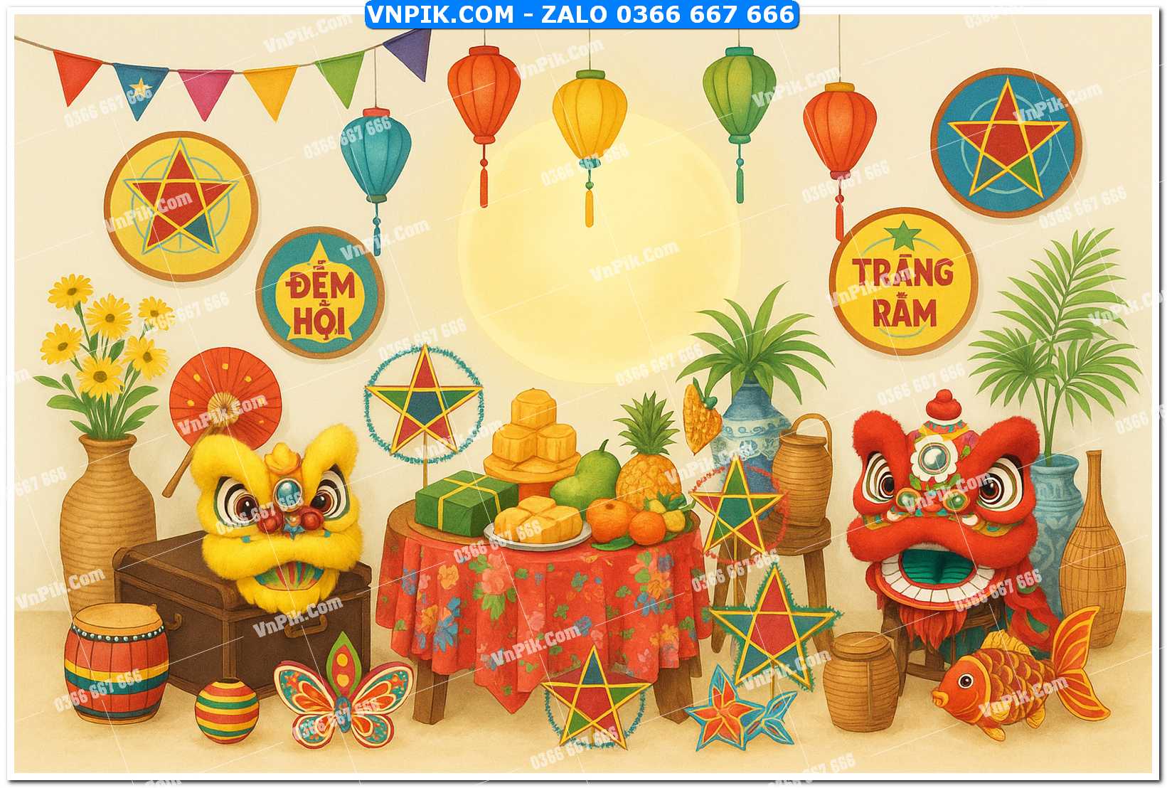 Tiểu cảnh tết trung thu file PNG không tách lớp (30)