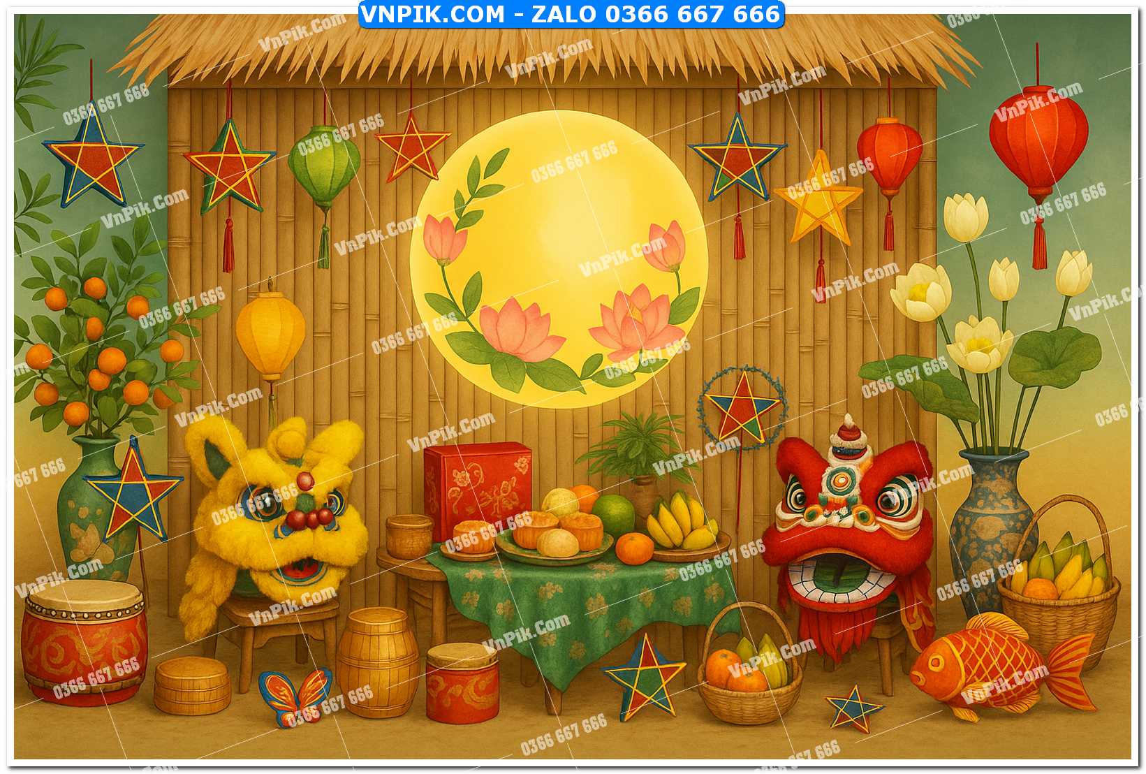 Tiểu cảnh tết trung thu file PNG không tách lớp (31)