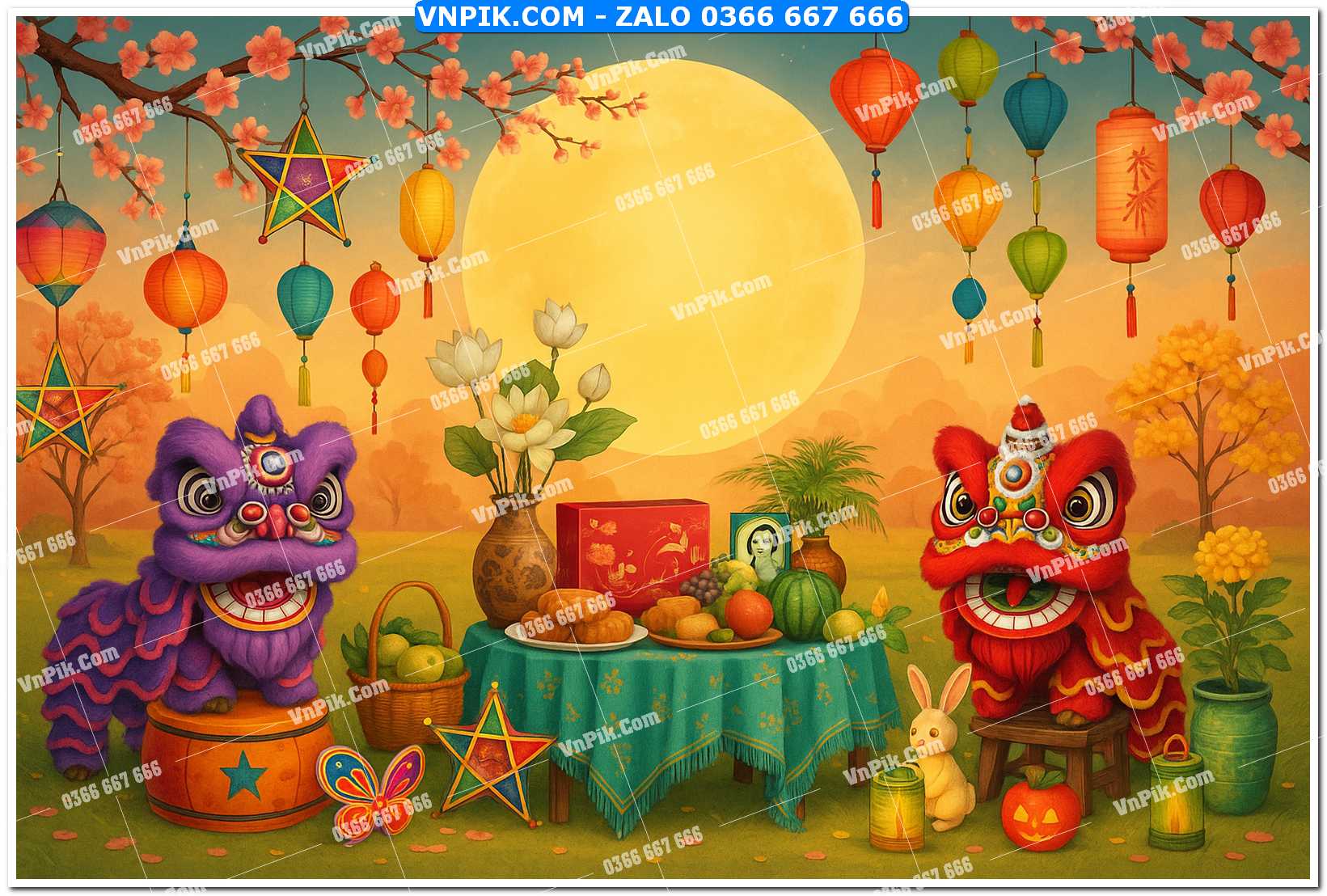 Tiểu cảnh tết trung thu file PNG không tách lớp (32)