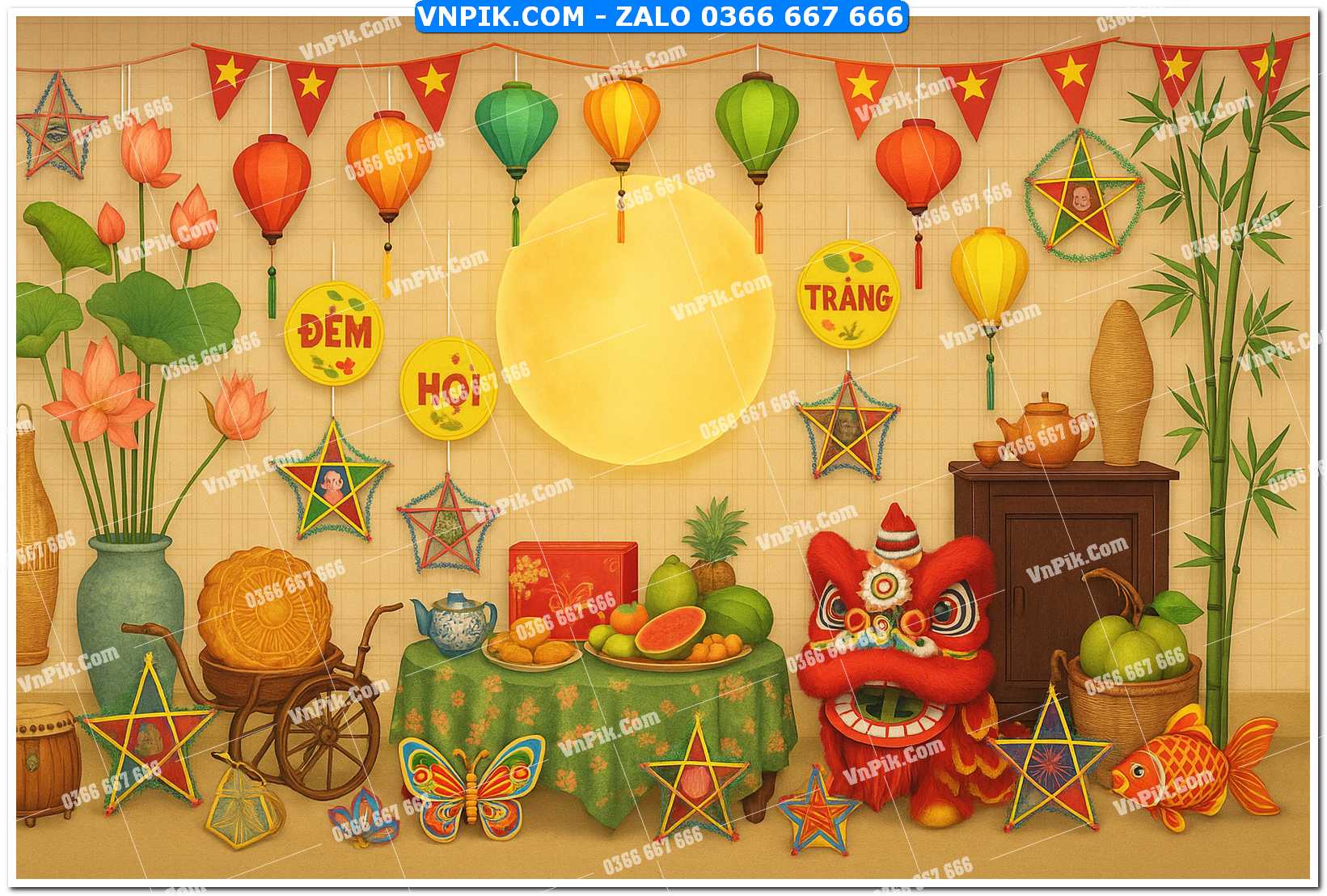 Tiểu cảnh tết trung thu file PNG không tách lớp (33)
