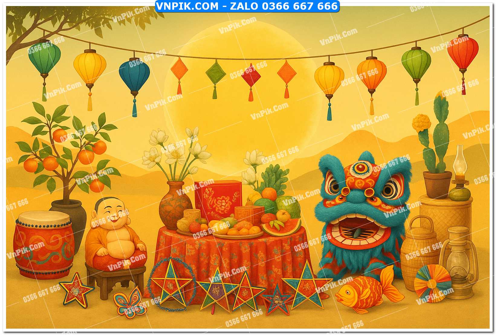 Tiểu cảnh tết trung thu file PNG không tách lớp (36)