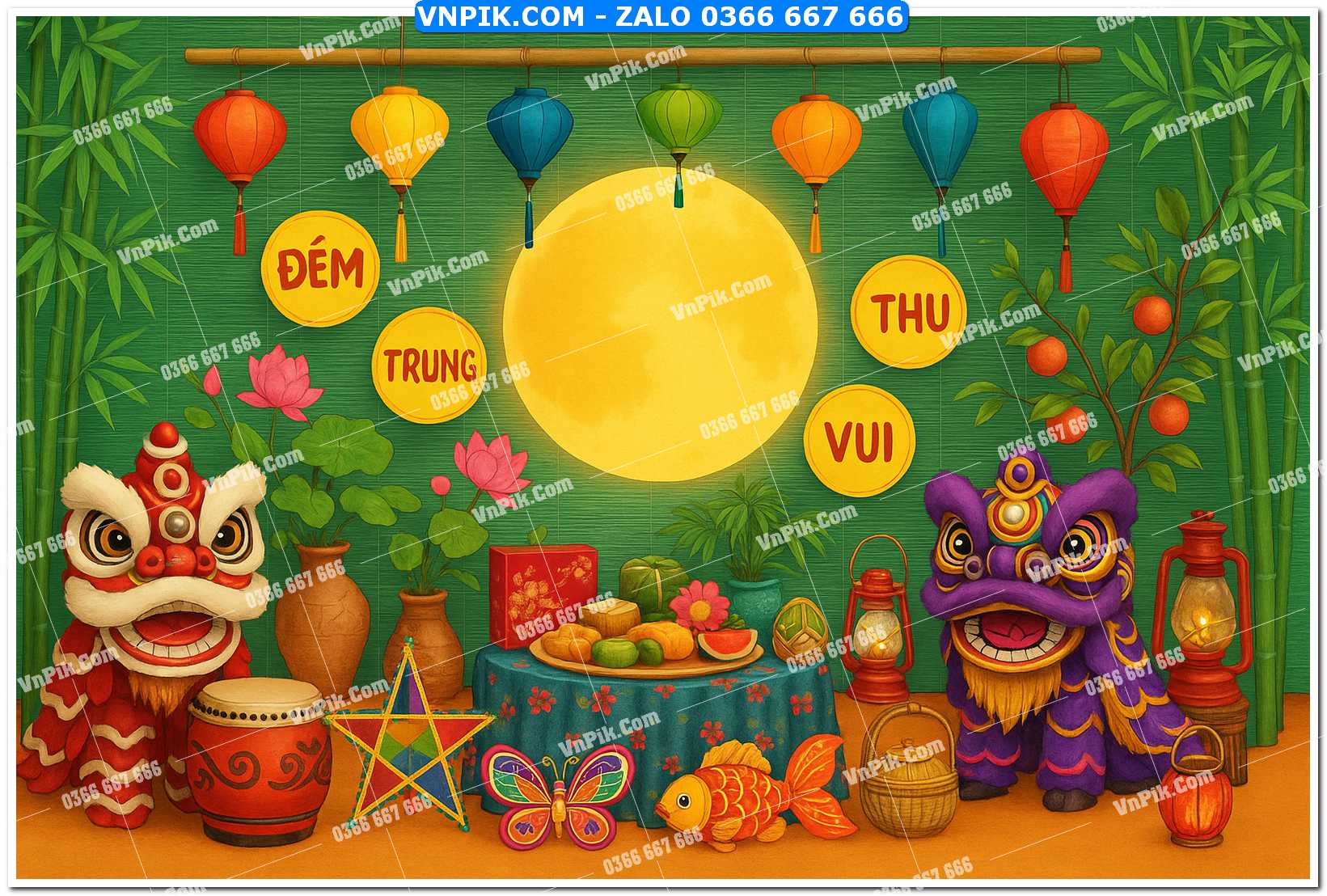 Tiểu cảnh tết trung thu file PNG không tách lớp (37)