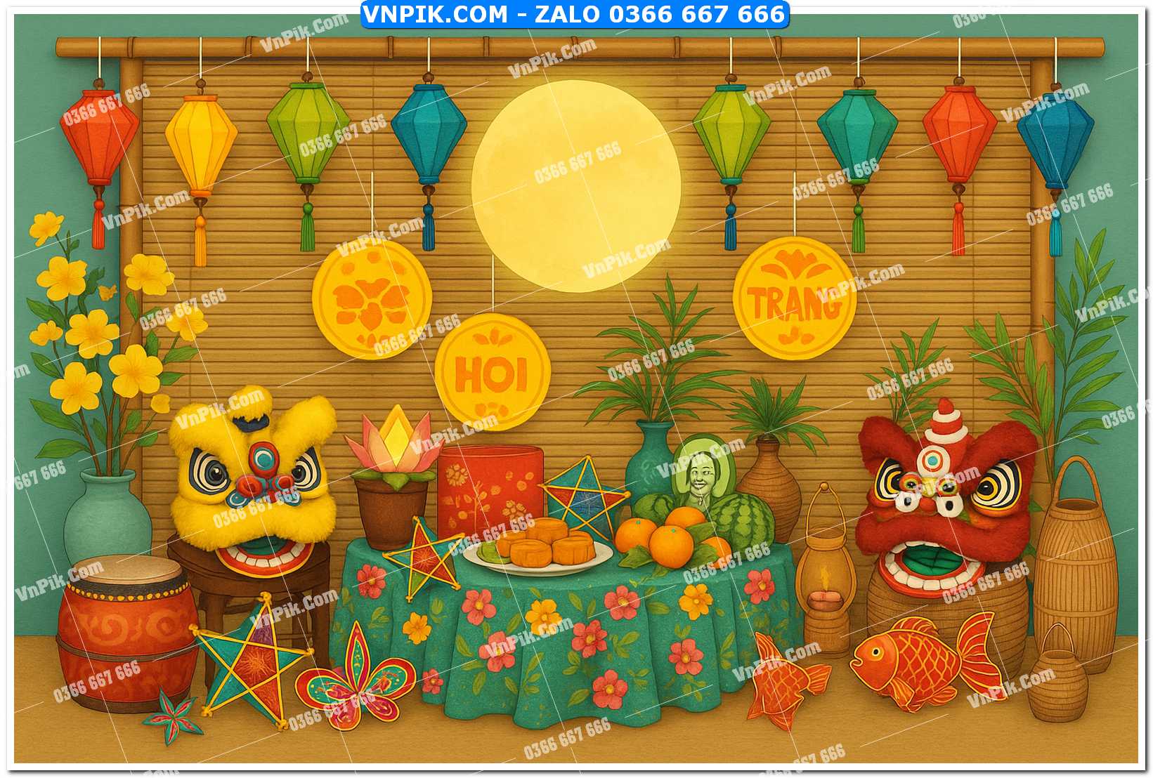 Tiểu cảnh tết trung thu file PNG không tách lớp (44)