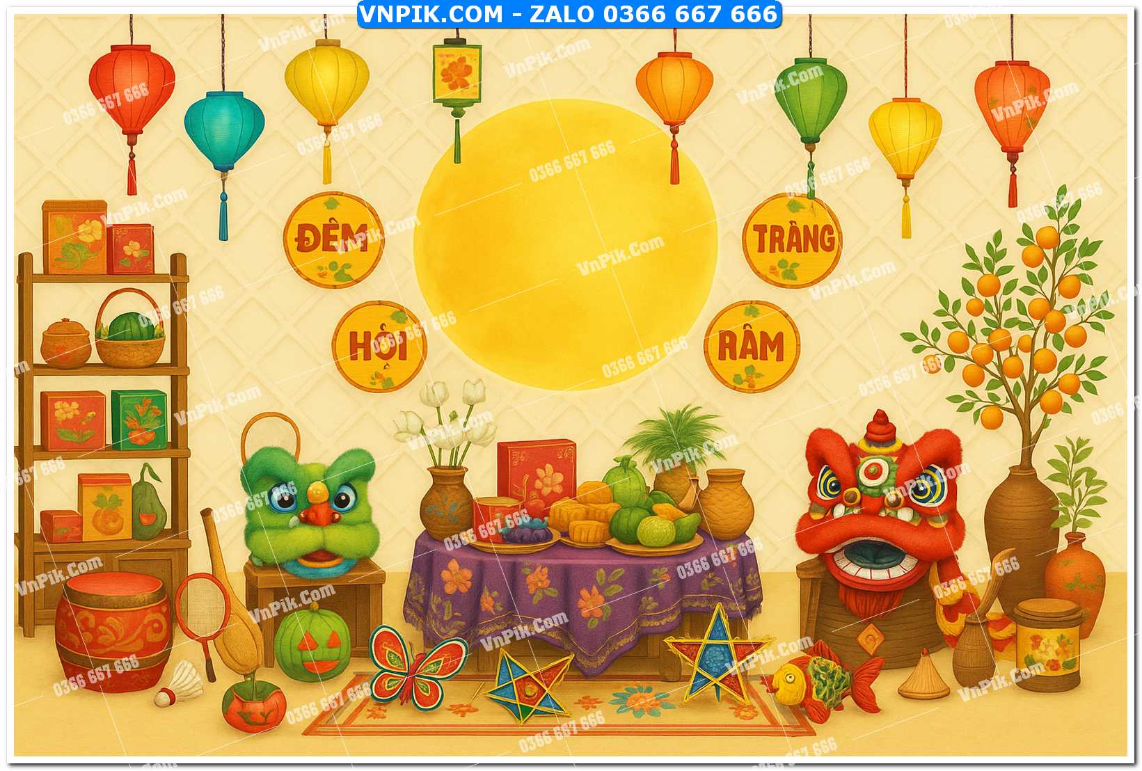 Tiểu cảnh tết trung thu file PNG không tách lớp (46)