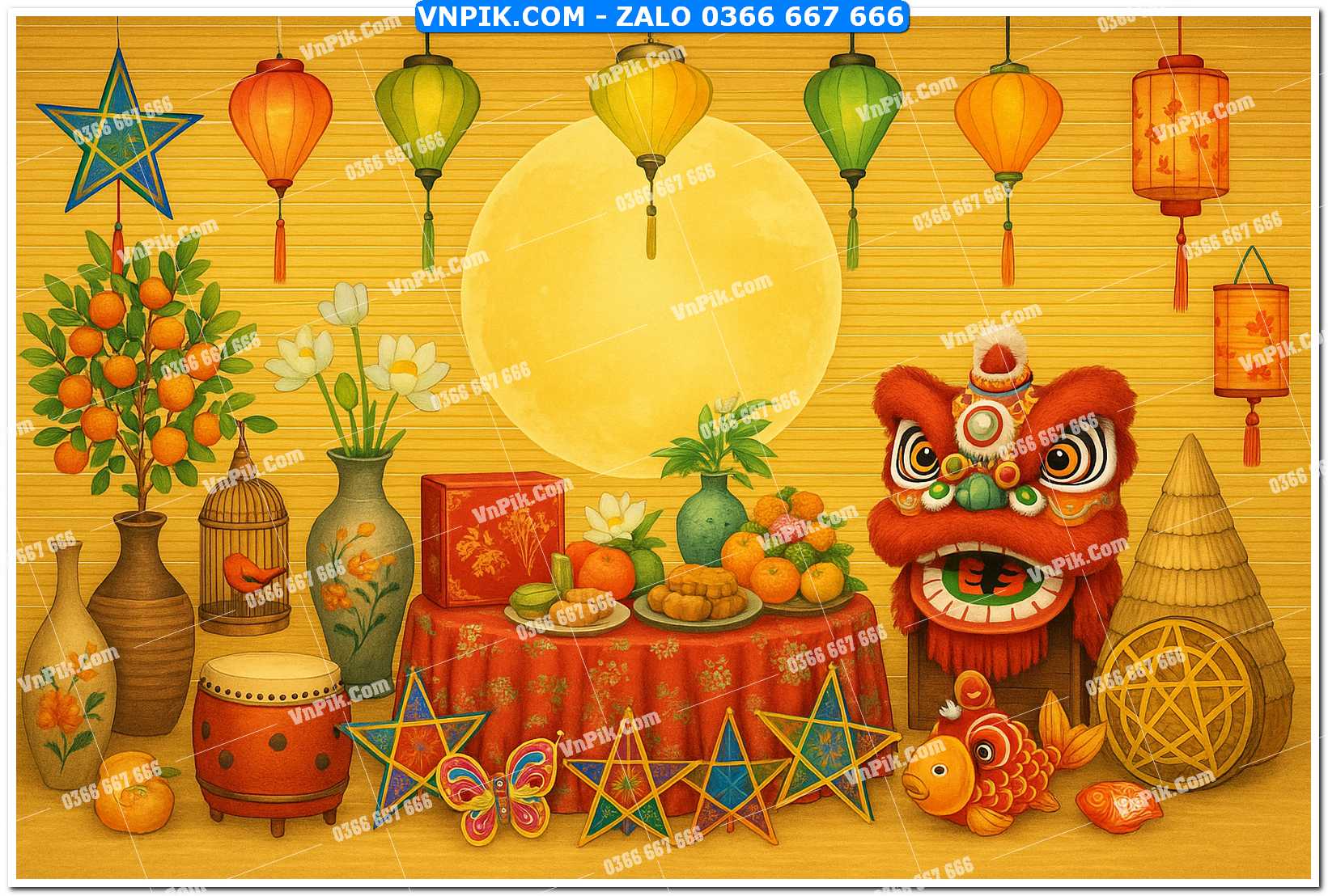 Tiểu cảnh tết trung thu file PNG không tách lớp (47)