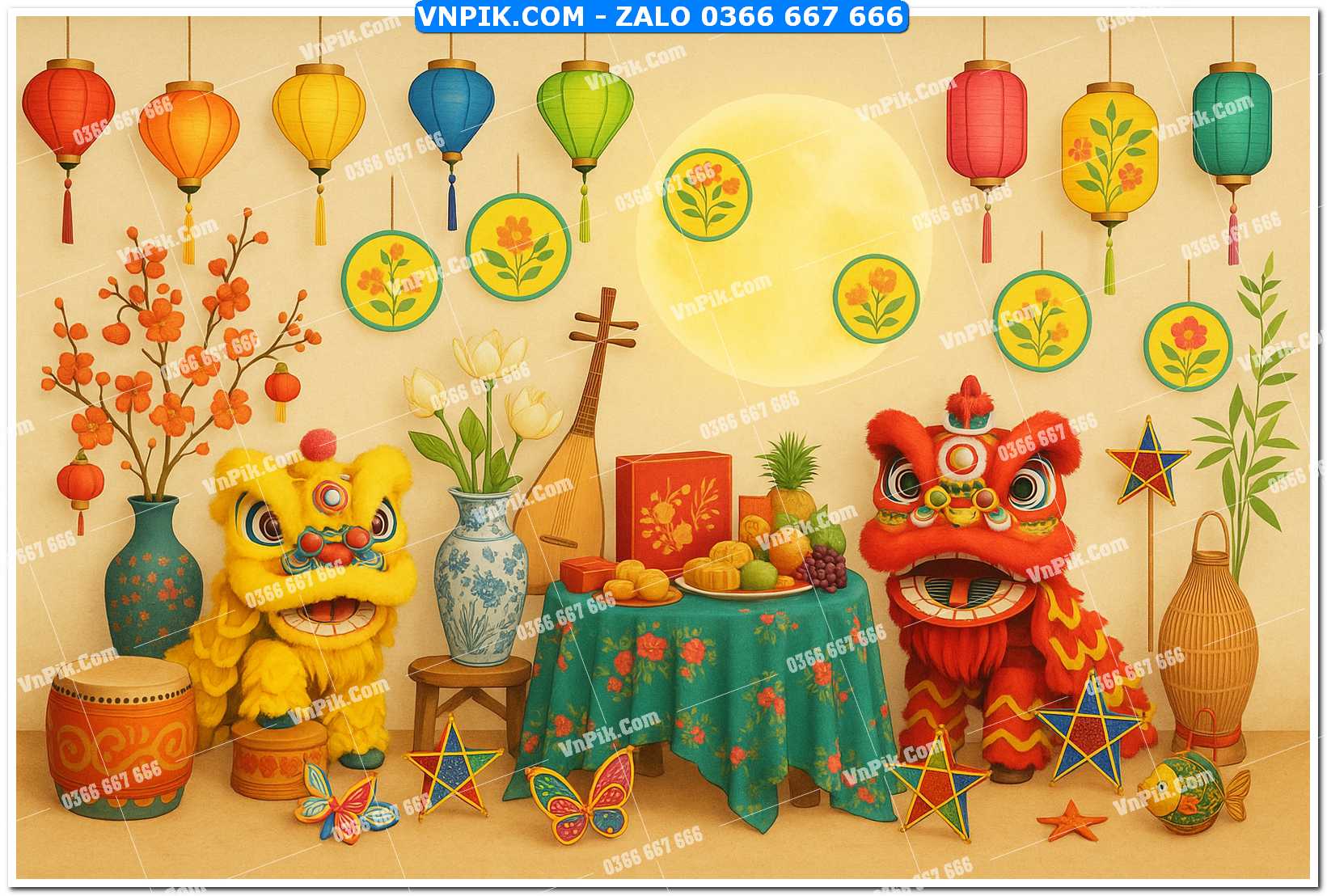 Tiểu cảnh tết trung thu file PNG không tách lớp (48)