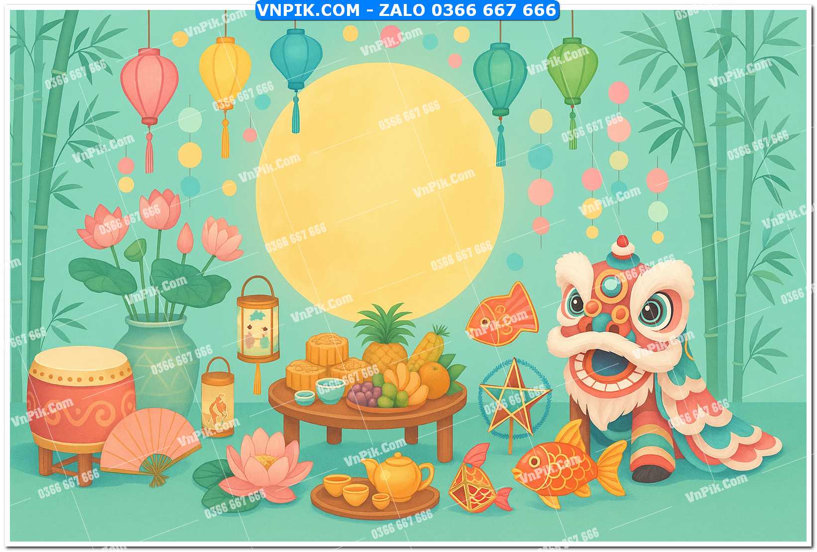 Tiểu cảnh tết trung thu file PNG không tách lớp (49)
