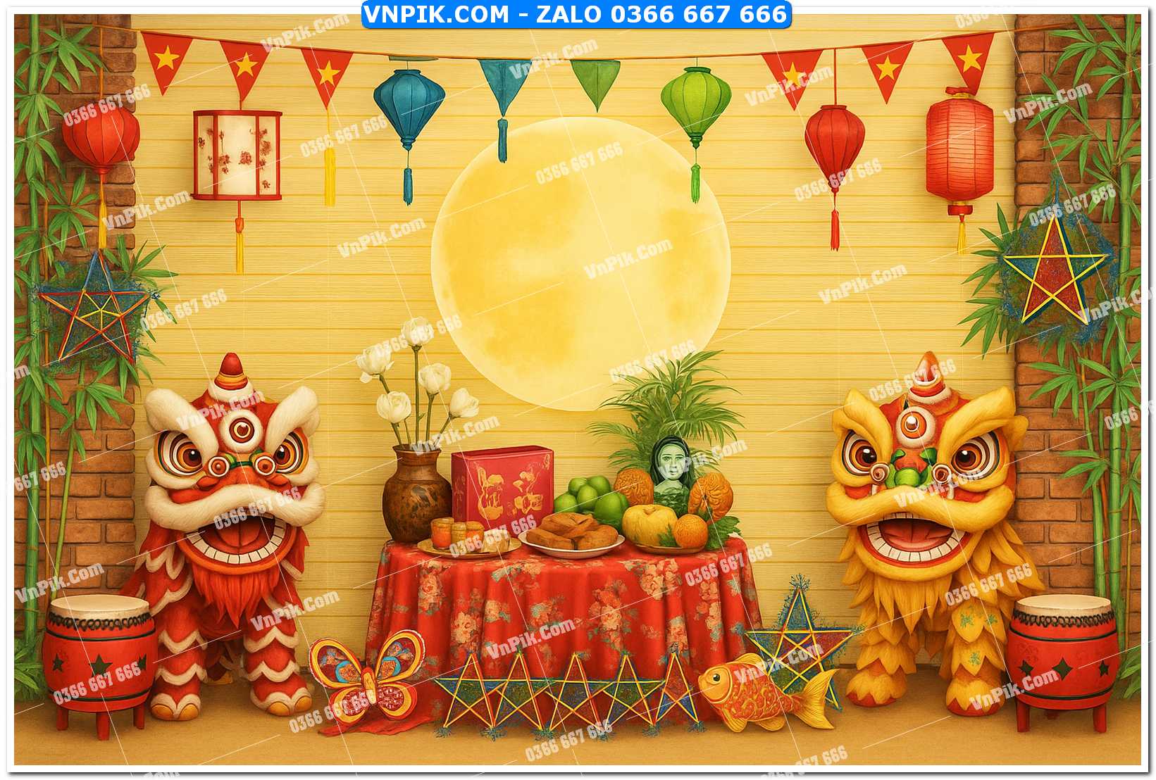 Tiểu cảnh tết trung thu file PNG không tách lớp (5)