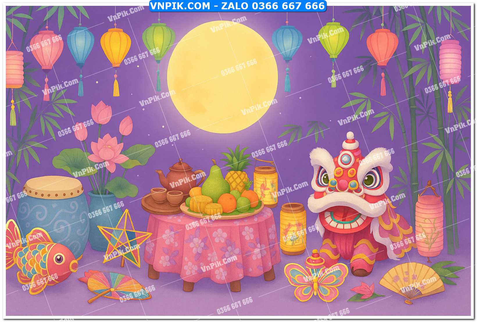 Tiểu cảnh tết trung thu file PNG không tách lớp (51)