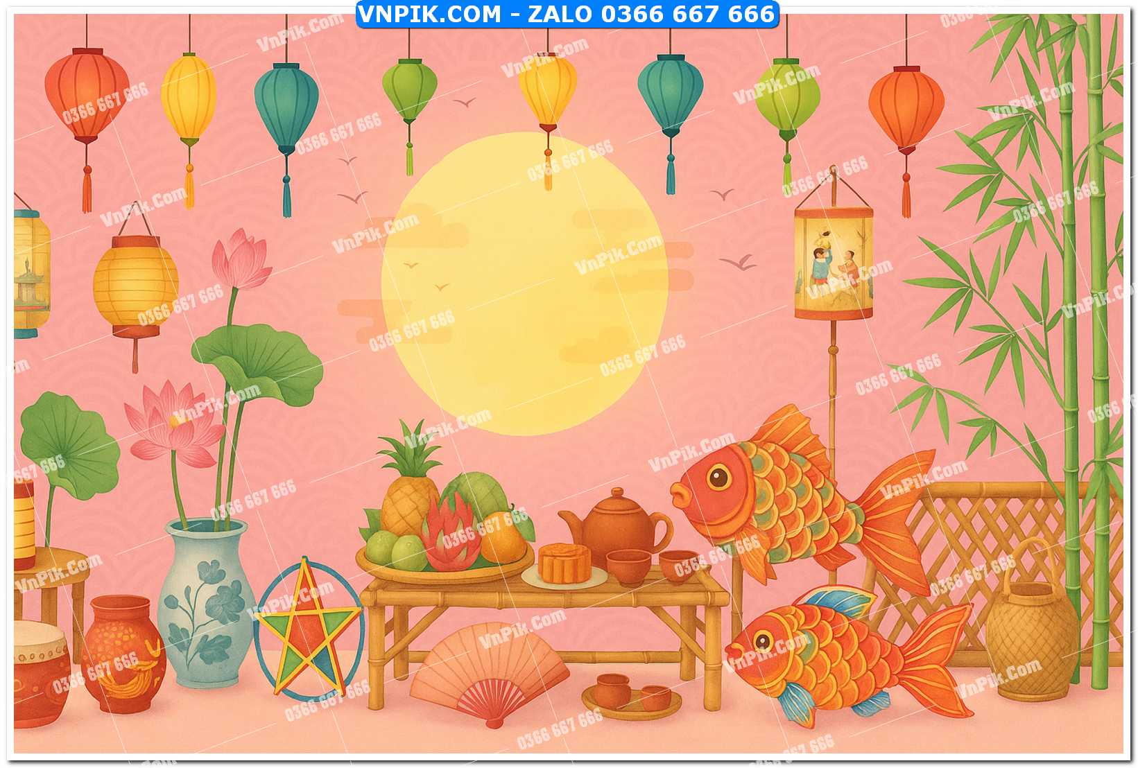 Tiểu cảnh tết trung thu file PNG không tách lớp (53)