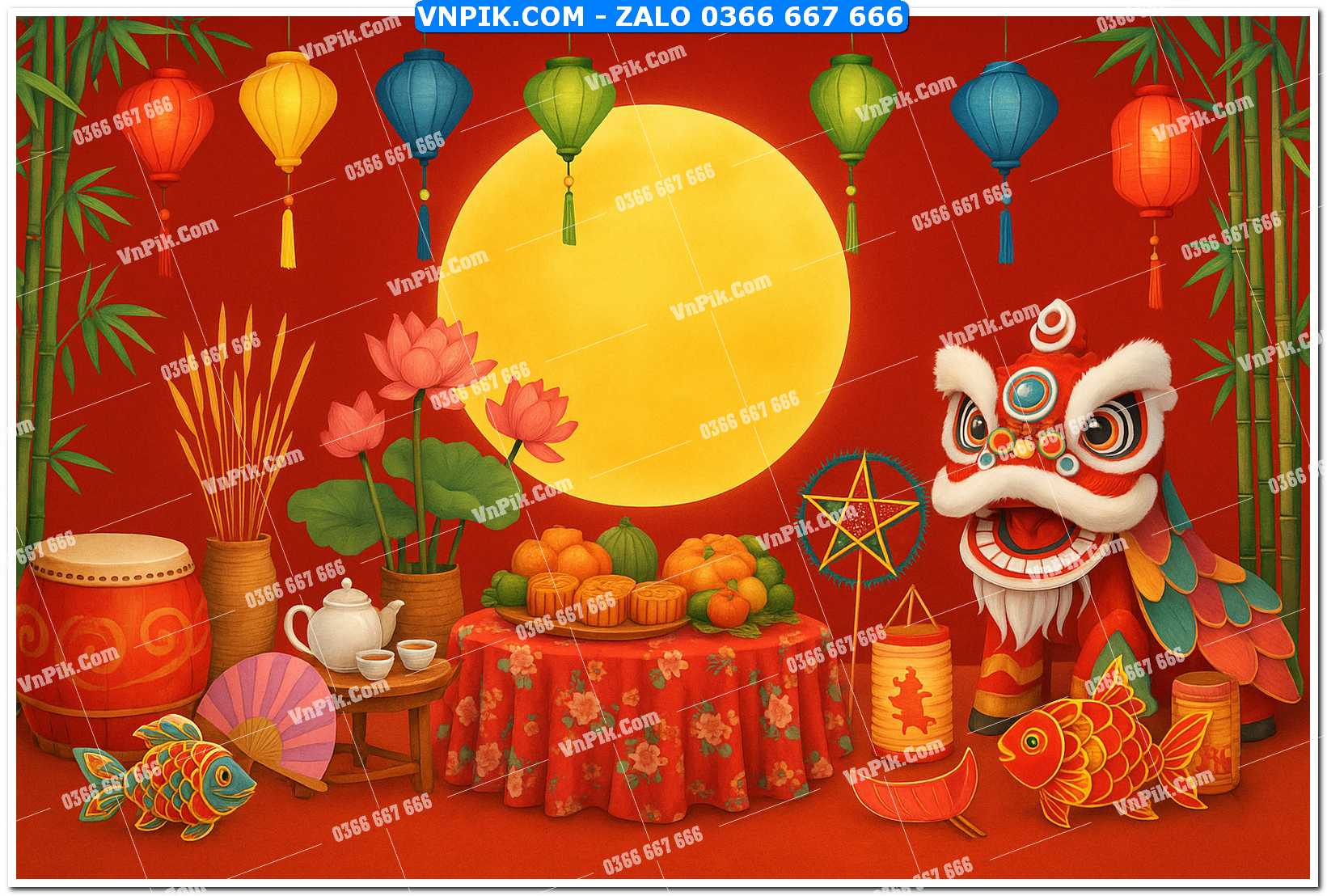 Tiểu cảnh tết trung thu file PNG không tách lớp (54)