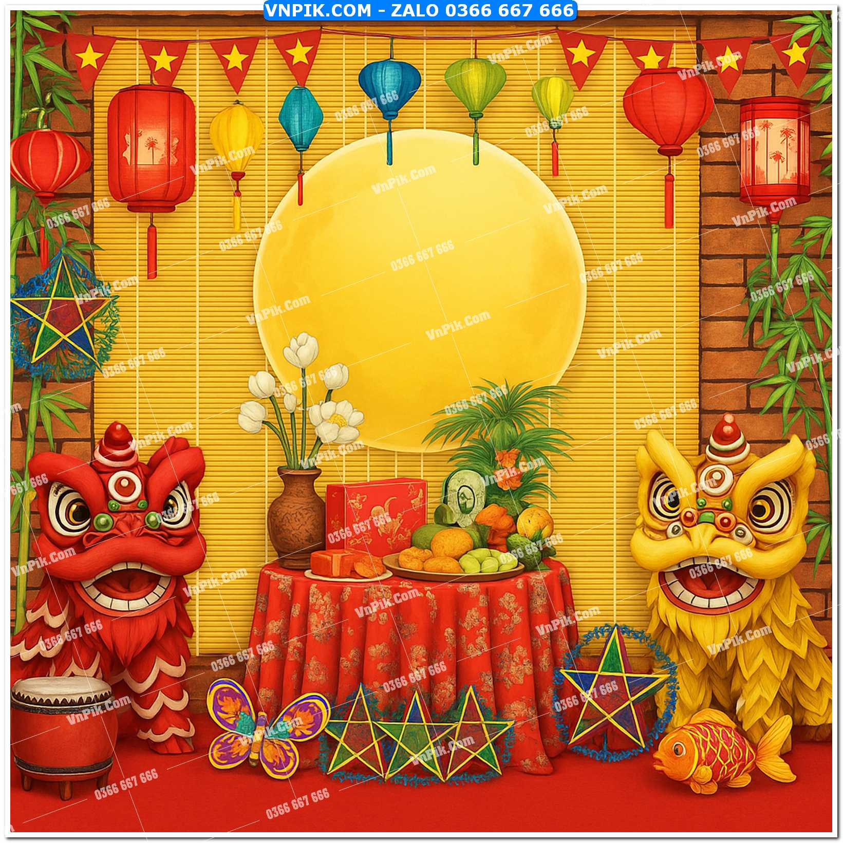 Tiểu cảnh tết trung thu file PNG không tách lớp (55)