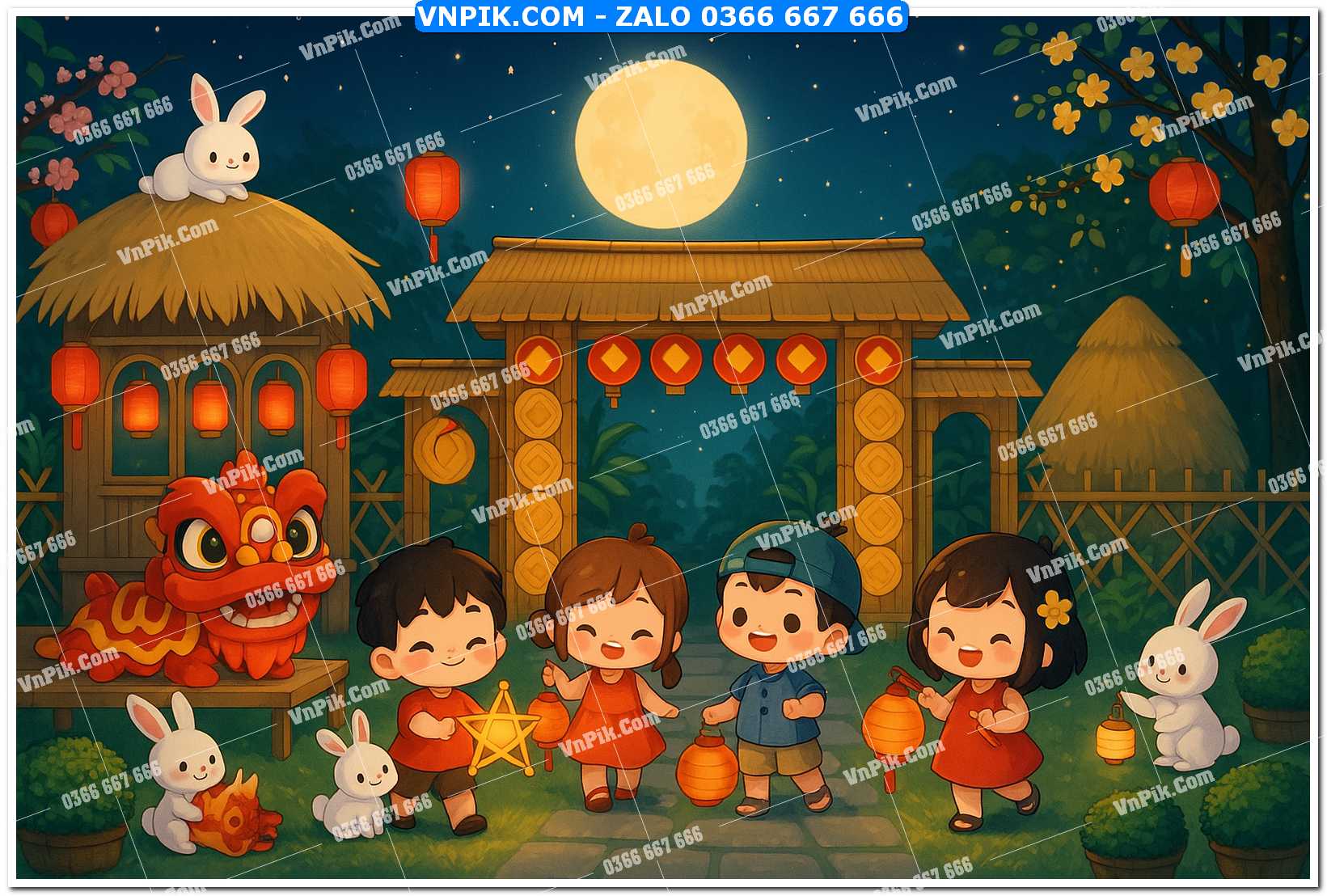 Tiểu cảnh tết trung thu file PNG không tách lớp (56)