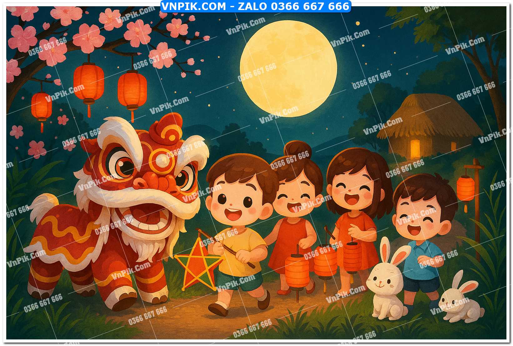Tiểu cảnh tết trung thu file PNG không tách lớp (57)