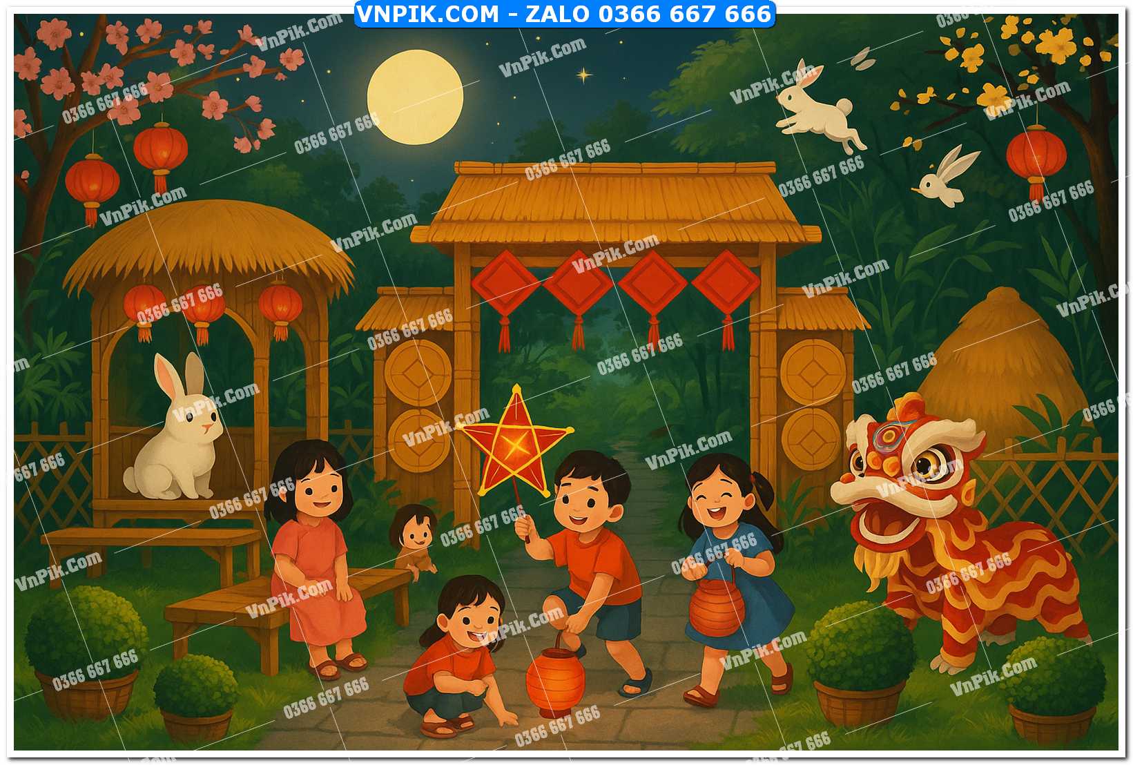 Tiểu cảnh tết trung thu file PNG không tách lớp (58)