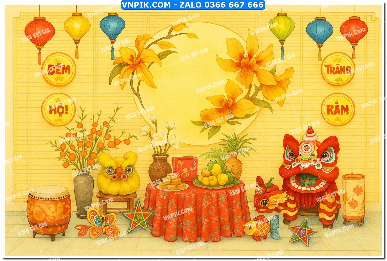 Tiểu cảnh tết trung thu file PNG không tách lớp (6)